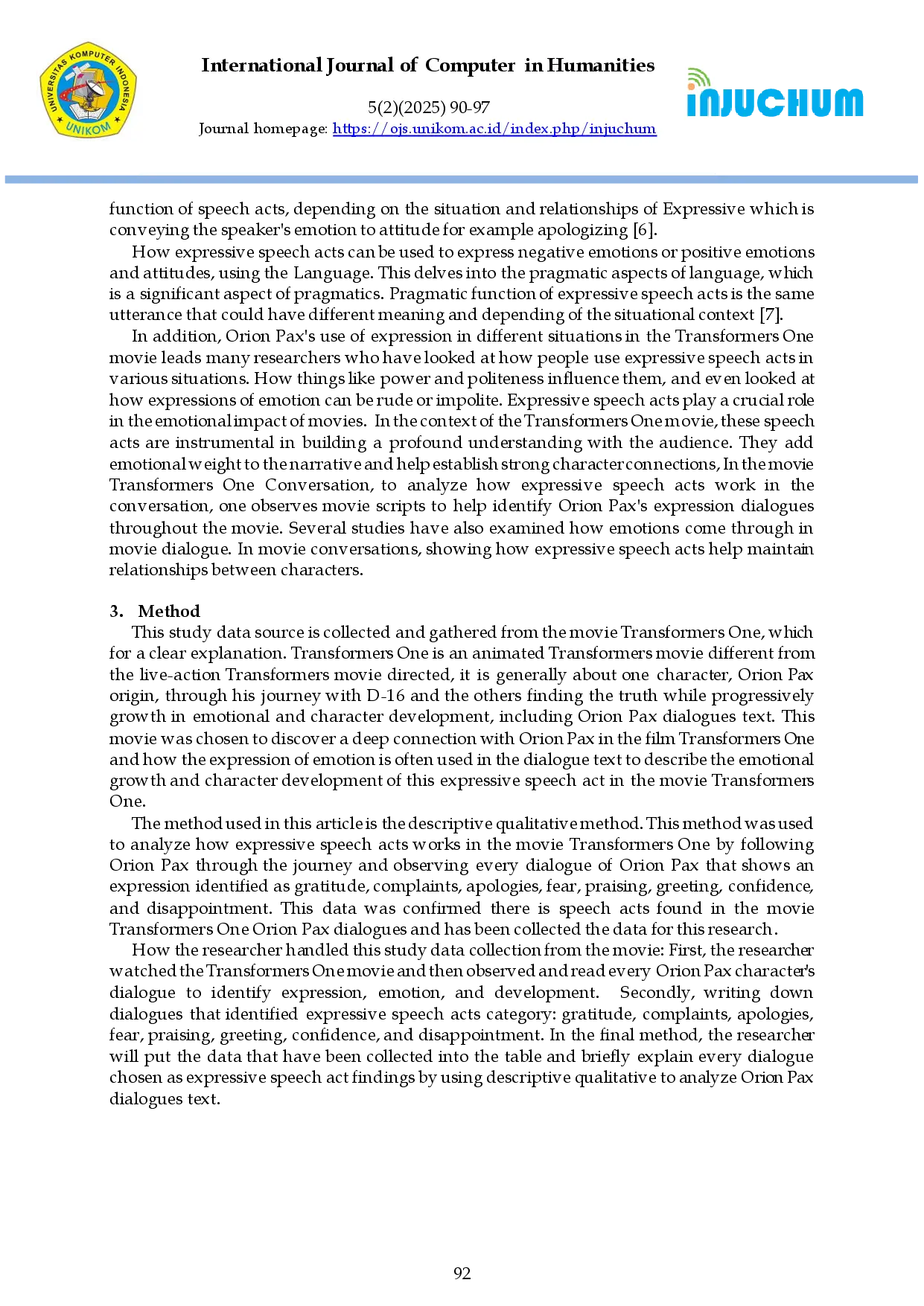 juris Expressive Speech Act in The Movie Transformers One