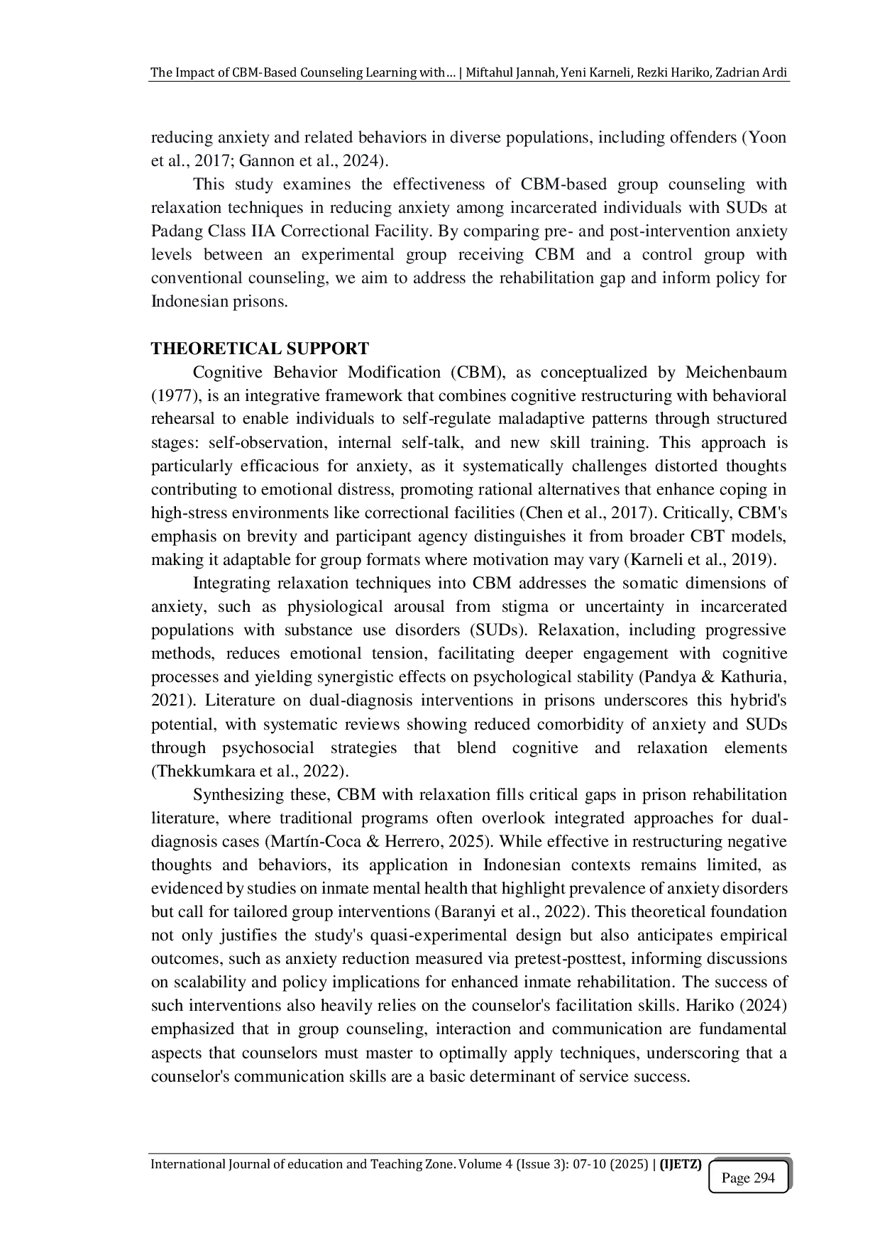 JURIS The Impact of CBM Based Counseling Learning with Relaxation Techniques in Reducing Anxiety