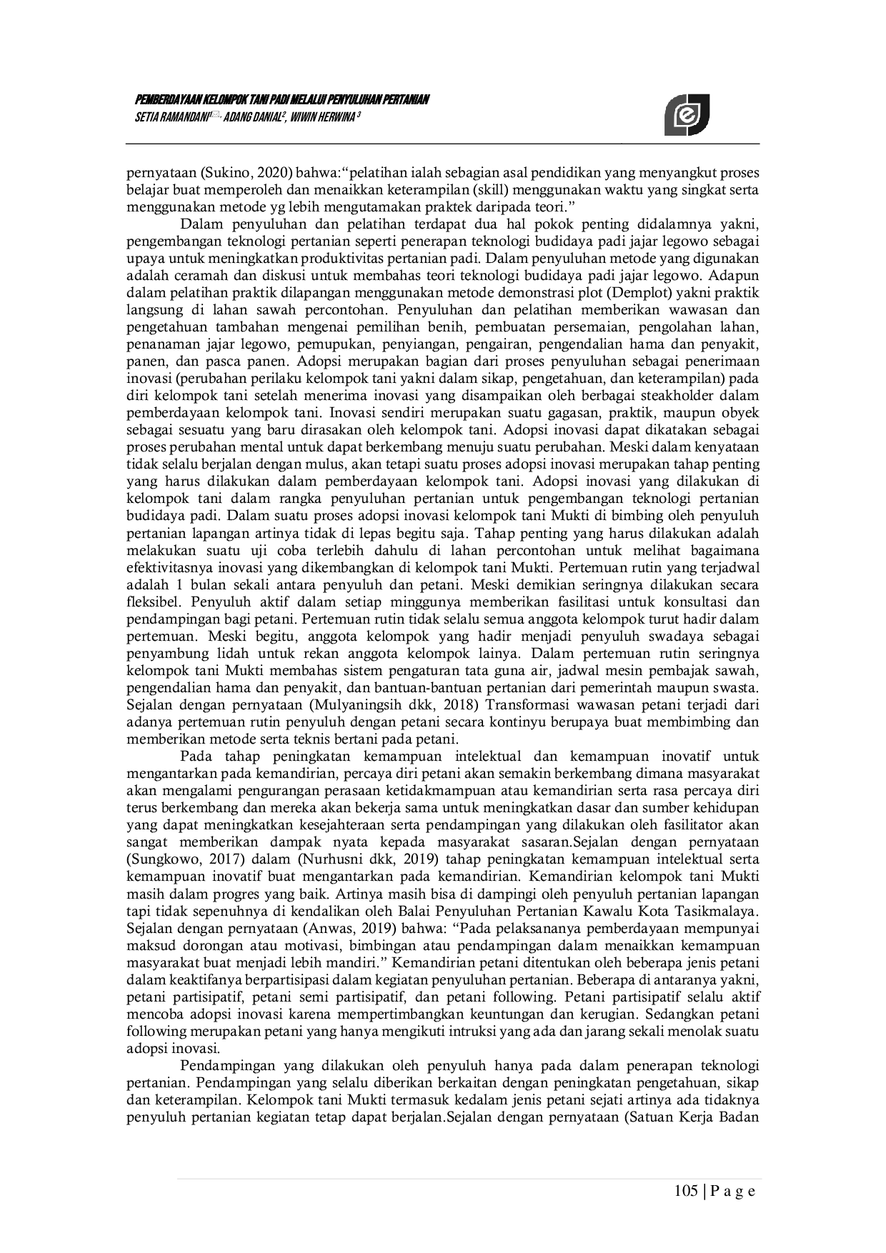 JURIS Pemberdayaan Kelompok Tani Padi Melalui Penyuluhan Pertanian