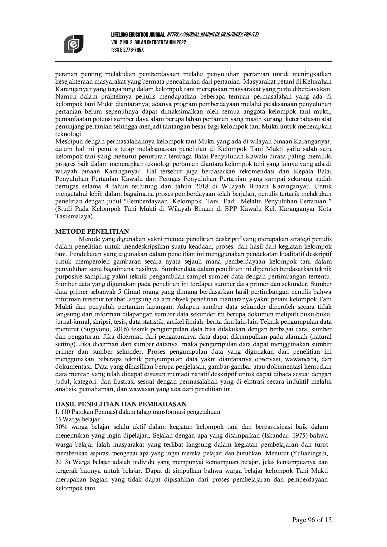 JURIS Pemberdayaan Kelompok Tani Padi Melalui Penyuluhan Pertanian