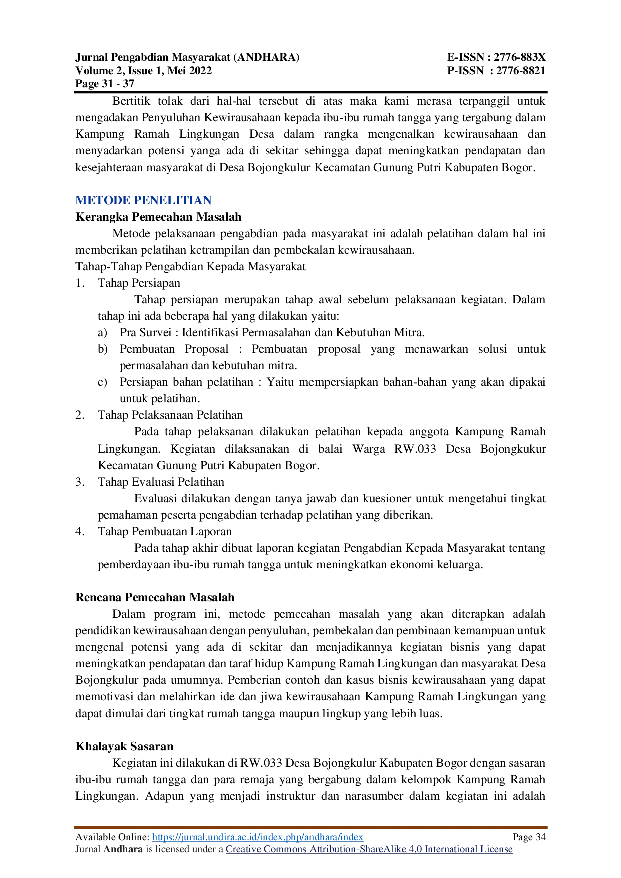 JURIS Pembinaan Usaha Mandiri Untuk Memotivasi Minat Dan Kemampuan Berwirausaha Kelompok Kampung Ramah Lingkungan Desa Bojongkulur Kabupaten Bogor Untuk Meningkatkan Kualitas Hidup
