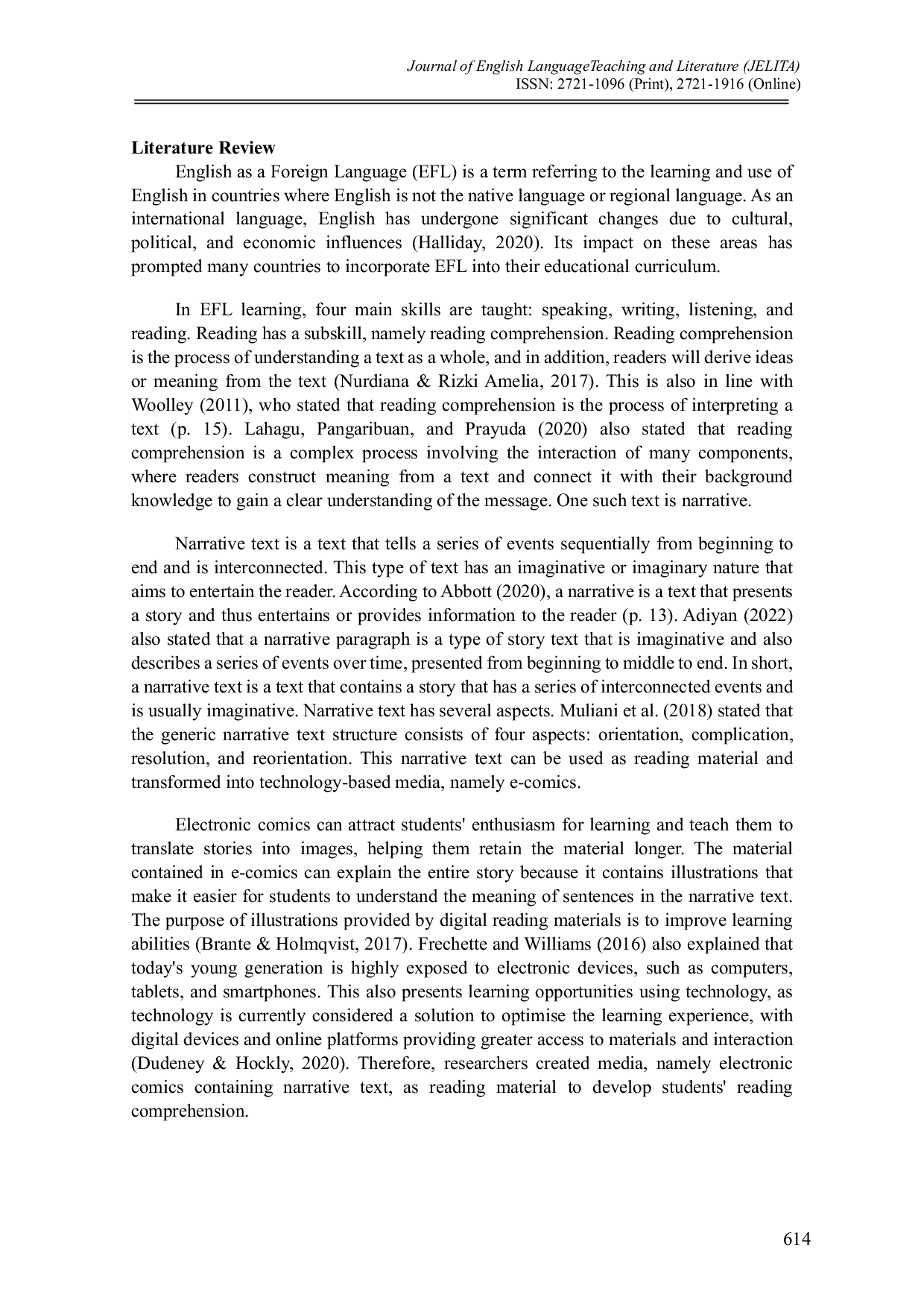 JURIS Designing Electronic Comics to Develop Students Reading Comprehension of Narrative Text