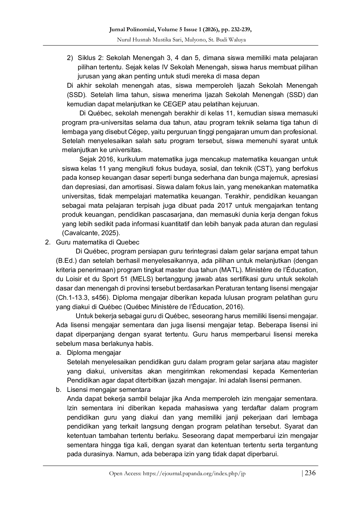 JURIS Perbandingan Kurikulum Matematika Indonesia dan Kanada Studi Literatur Kurikulum di Quebec