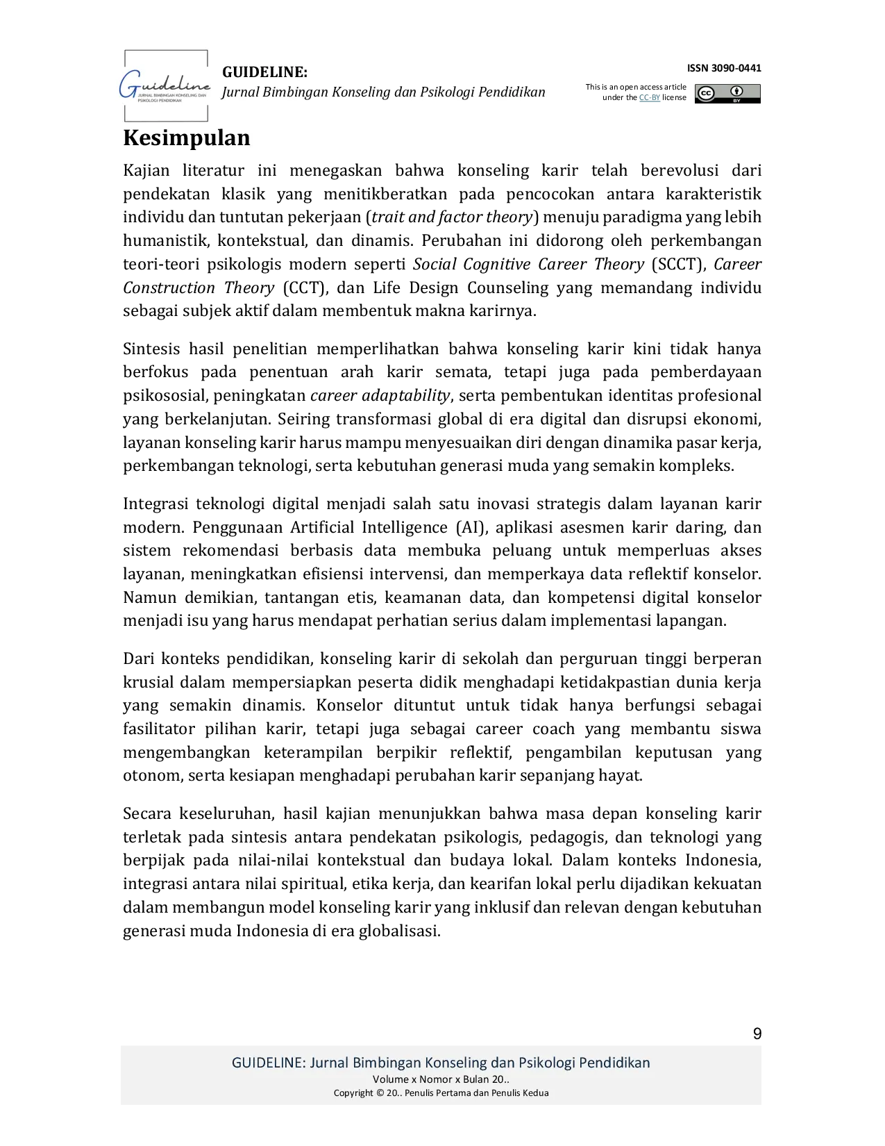 JURIS Kesiapan Konselor Sekolah dalam Menghadapi Transformasi Digital Layanan Konseling Karir