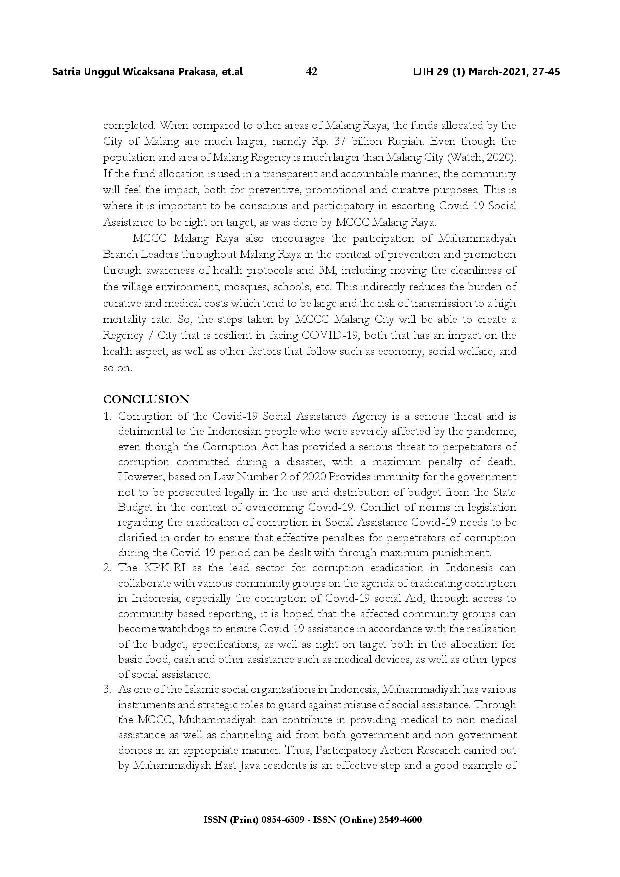 juris Social aid of Covid 19 corruption strategy and mitigation policy of Muhammadiyah East Java