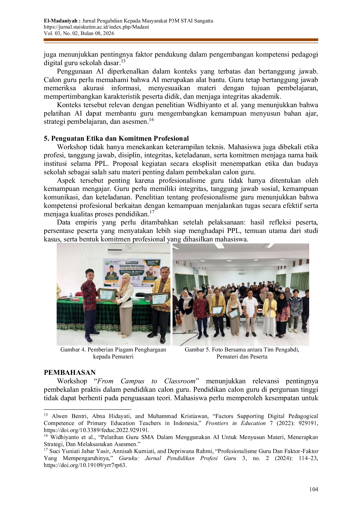 JURIS Workshop Kesiapan Profesional Calon Guru PAI dan PGMI Menuju Praktik Pengalaman Lapangan di Sekolah