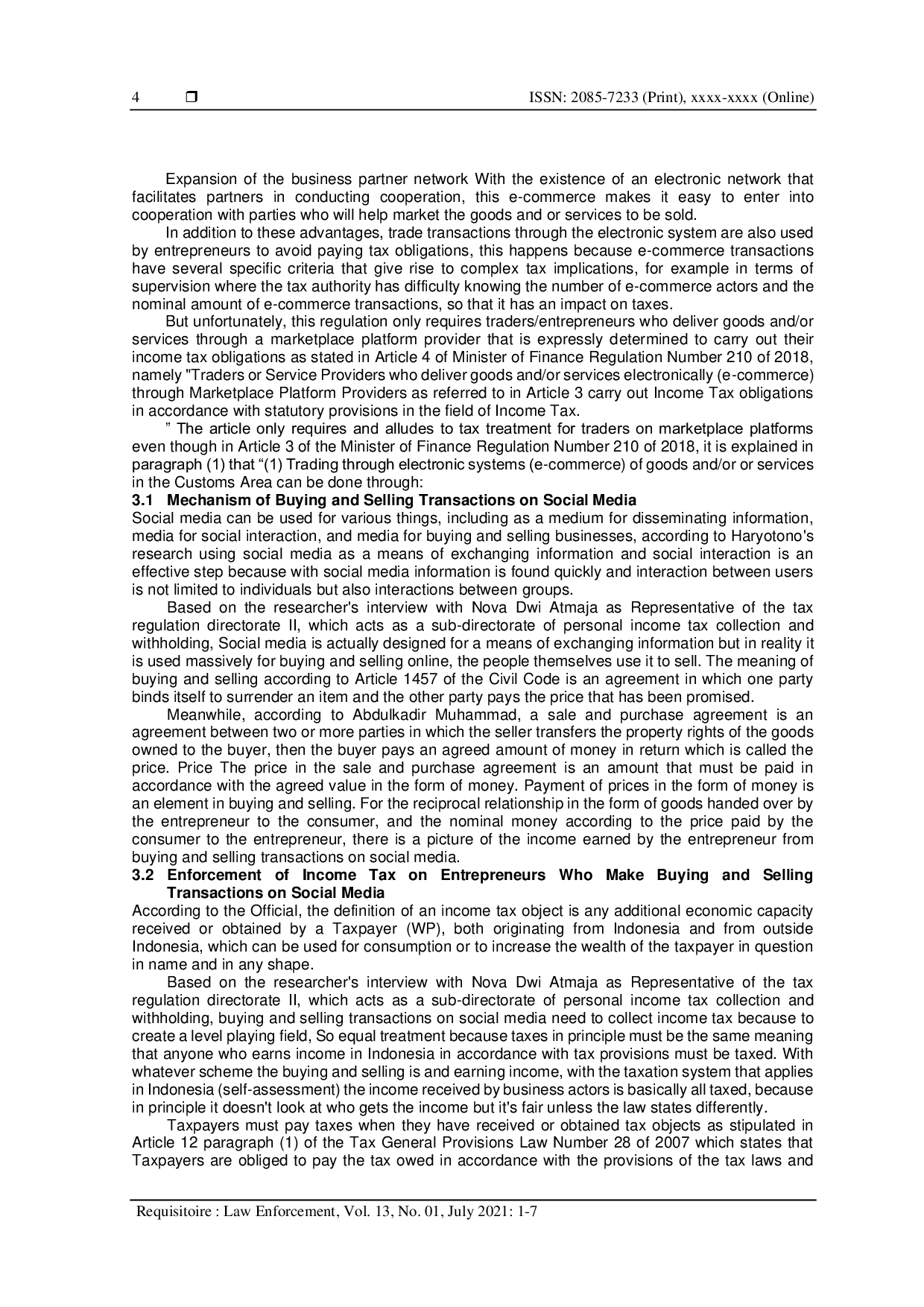 JURIS Legal aspect of income tax collection from buying and sale transactions through social media