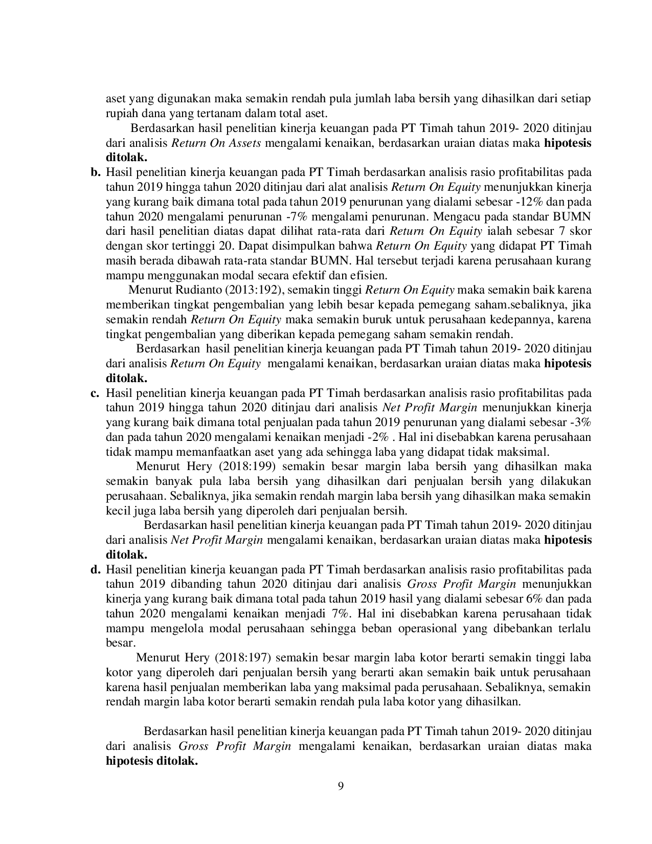 JURIS ANALISIS RASIO PROFITABILITAS UNTUK MENGUKUR KINERJA KEUANGAN PT TIMAH Tbk SEBELUM PANDEMI COVID 19 DAN SELAMA MASA PANDEMI COVID 19 TAHUN 2019 2020