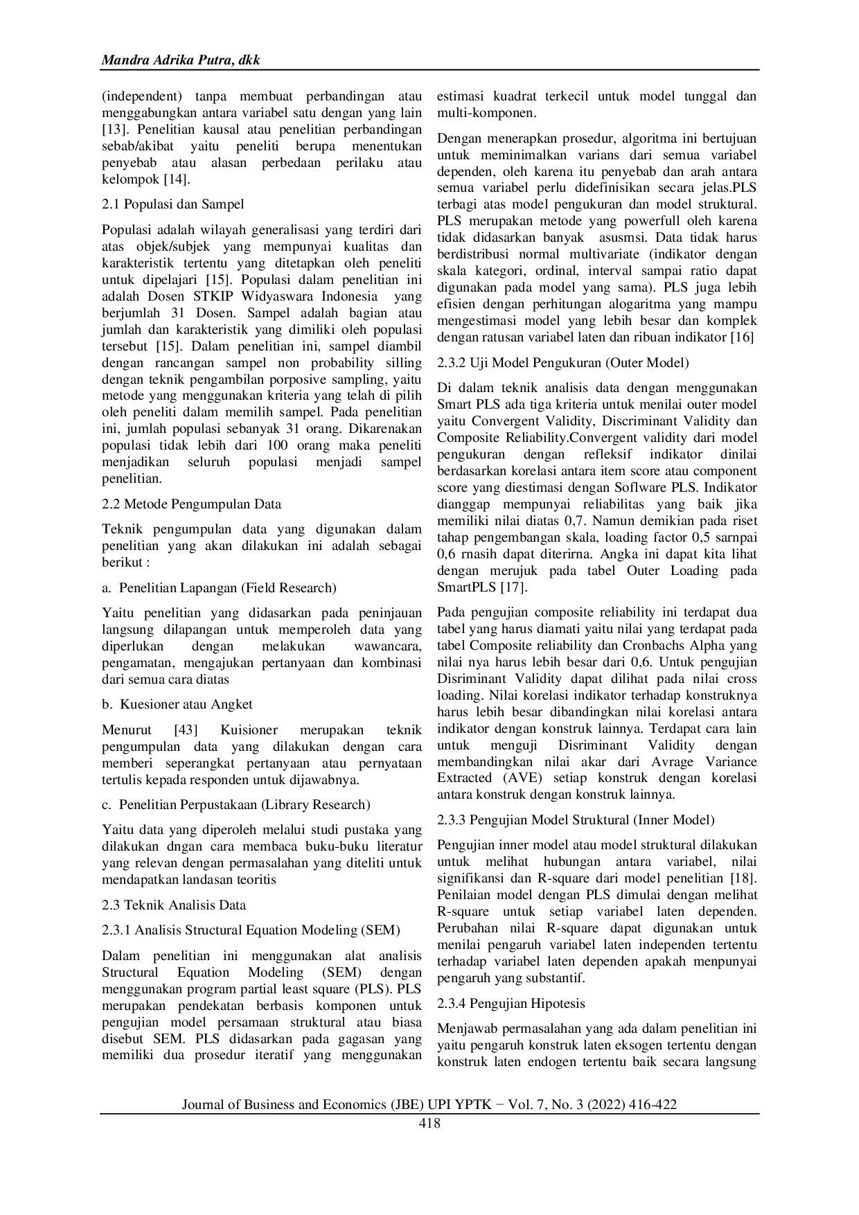 JURIS Pengaruh Kepemimpinan Lingkungan Kerja dan Konpensasi Terhadap Kinerja Dosen dengan Motivasi debagai Variabel Intervening di STKIP Widyaswara Indonesia