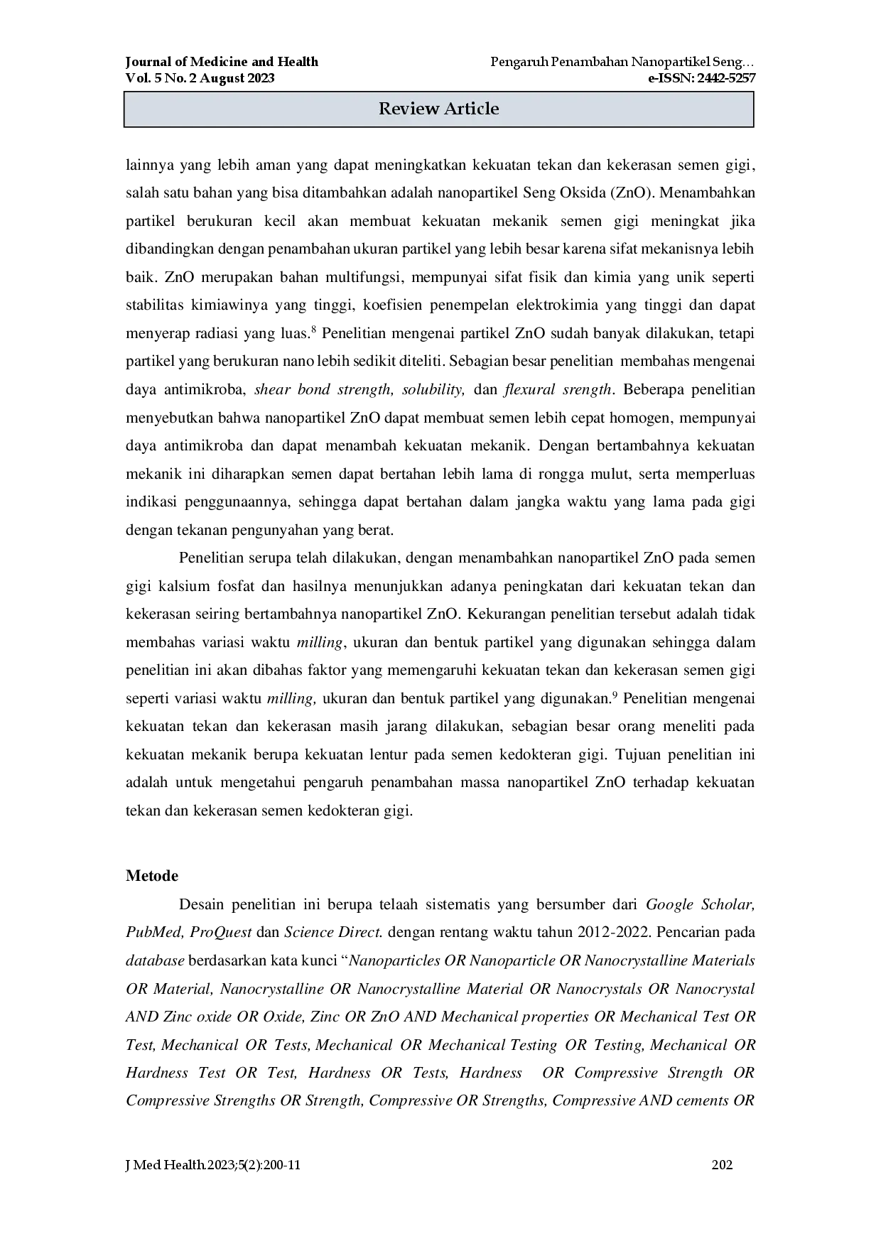 juris Pengaruh Penambahan Nanopartikel Seng Oksida ZnO terhadap Kekuatan Mekanik Semen Kedokteran Gigi Telaah Sistematis
