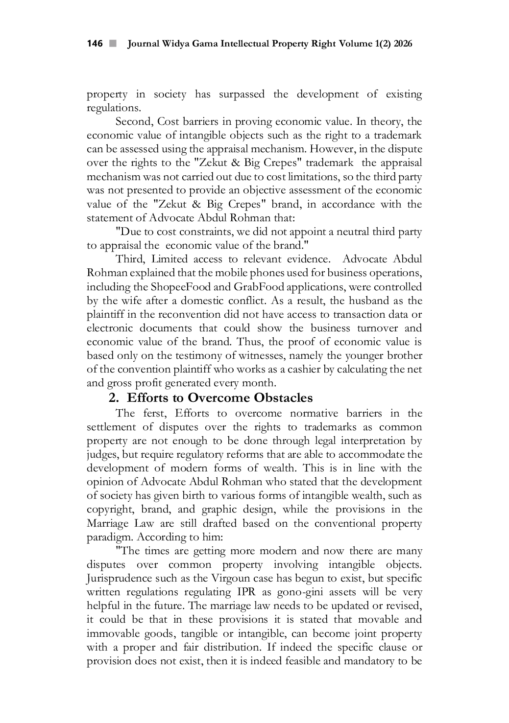 JURIS Dispute Resolution Of Trademarks As Joint Property In Divorce Cases A Case Study Of The Martabak Zekut Brand In Malang Regency