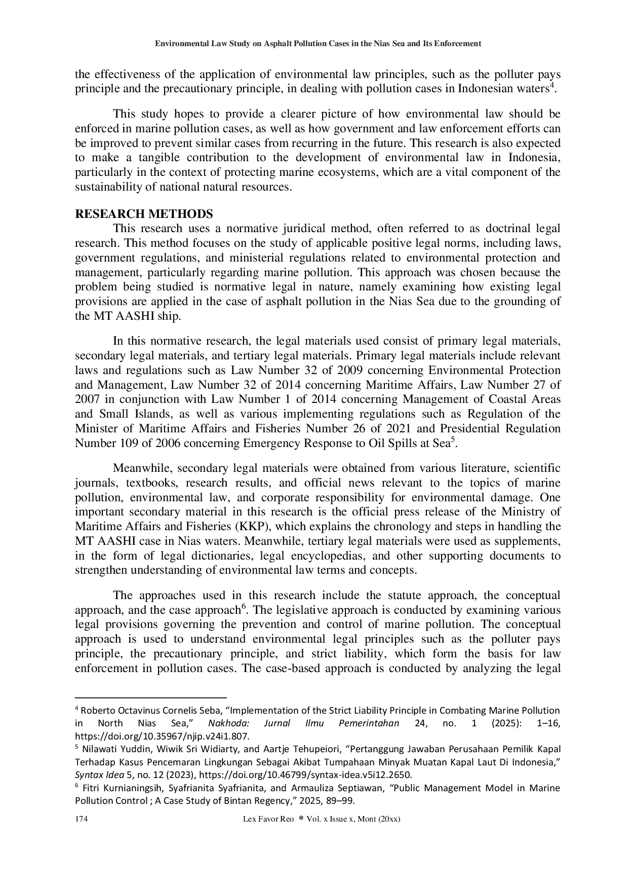 JURIS Environmental Law Study on Asphalt Pollution Cases in the Nias Sea and Its Enforcement
