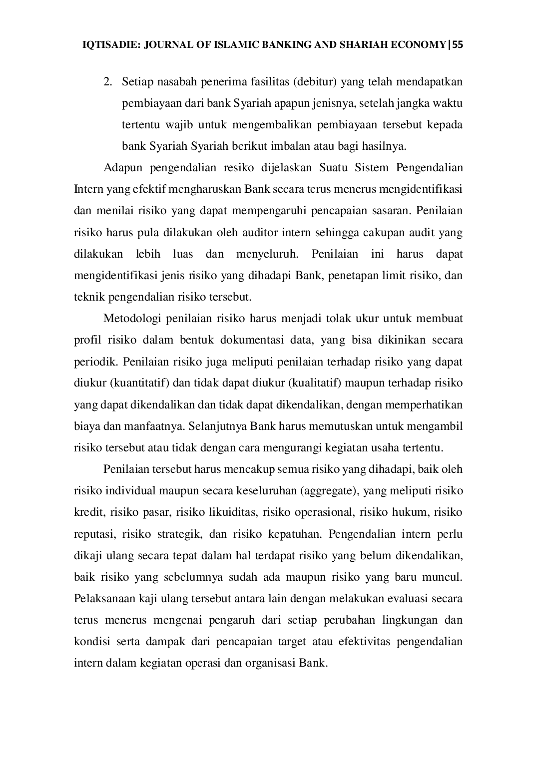 JURIS Sistem Pengendalian Resiko Gagal Bayar Nasabah Pembiayaan Di BMT Amanah Ummah Surabaya