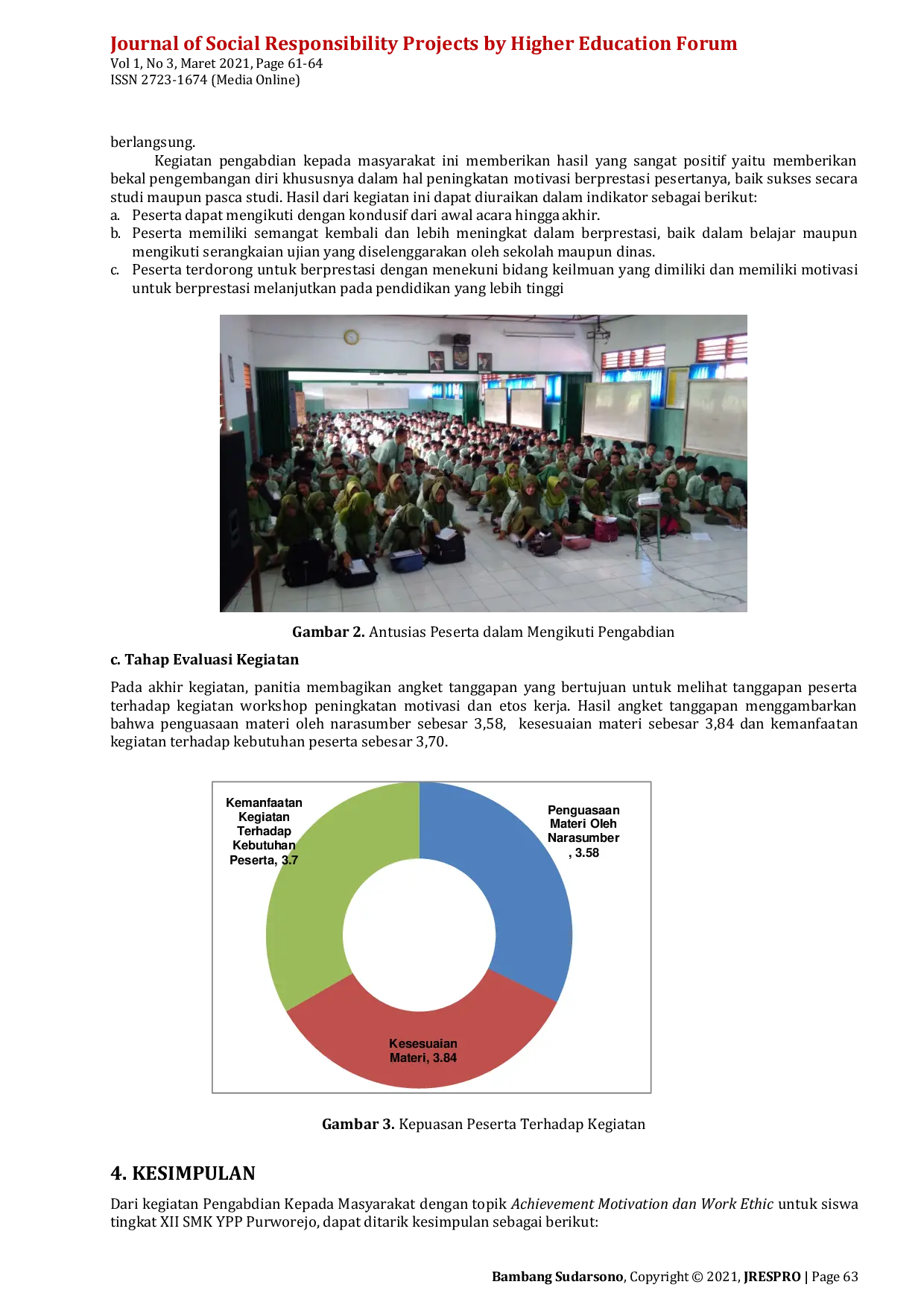 JURIS Pembentukan Motivasi dan Etos Kerja Motivation and Work Ethic Siswa SMK YPP Purworejo