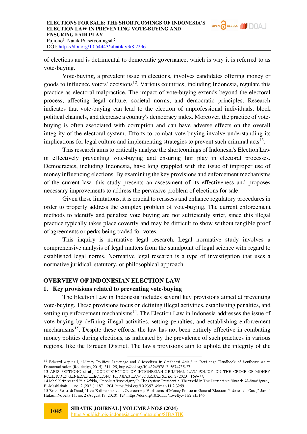 juris Elections For Sale The Shortcomings Of Indonesia S Election Law In Preventing Vote Buying And Ensuring Fair Play