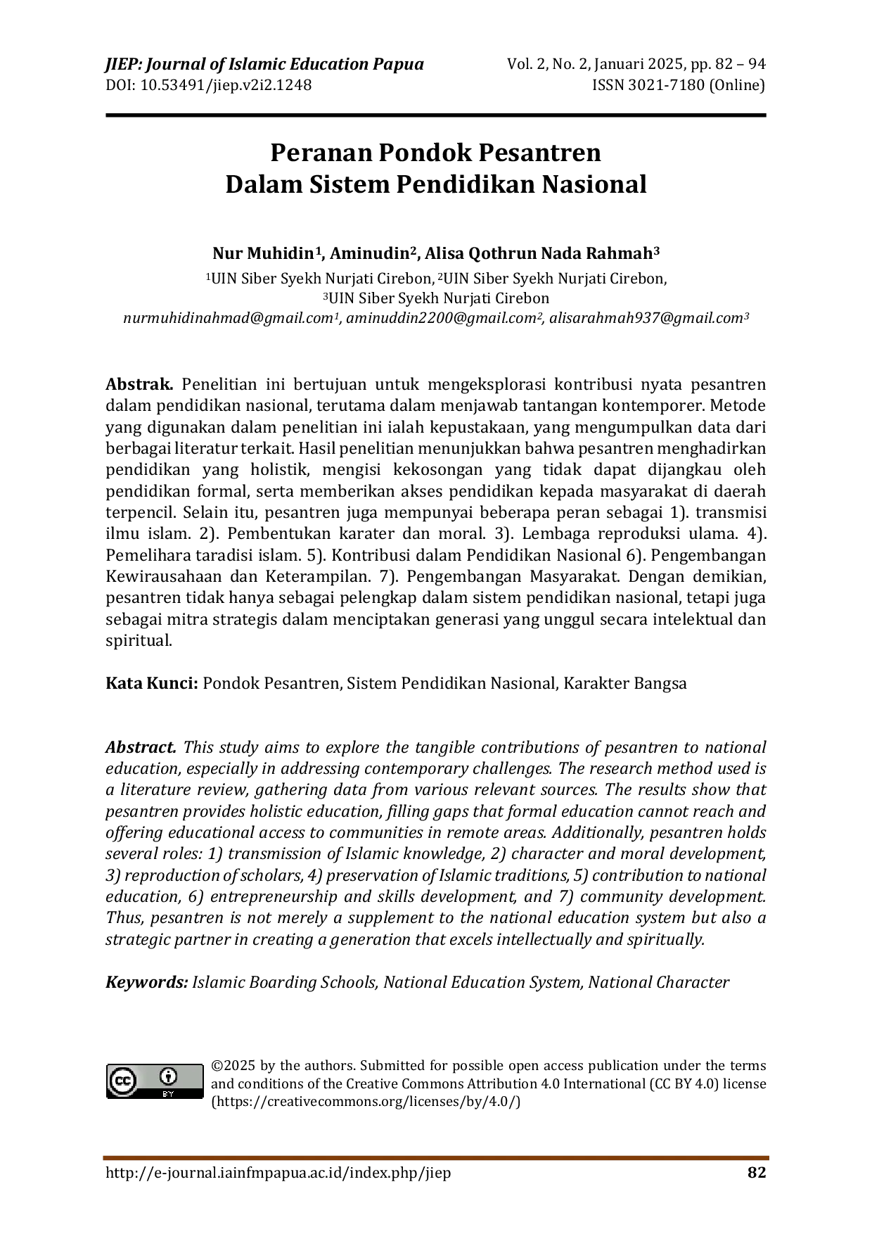 JURIS Peranan Pondok Pesantren Dalam Sistem Pendidikan Nasional