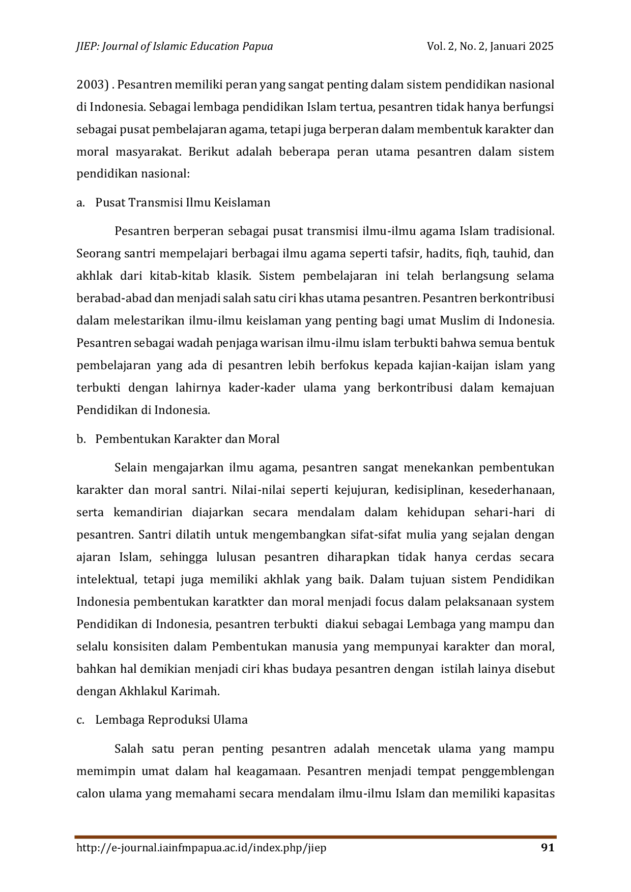 JURIS Peranan Pondok Pesantren Dalam Sistem Pendidikan Nasional