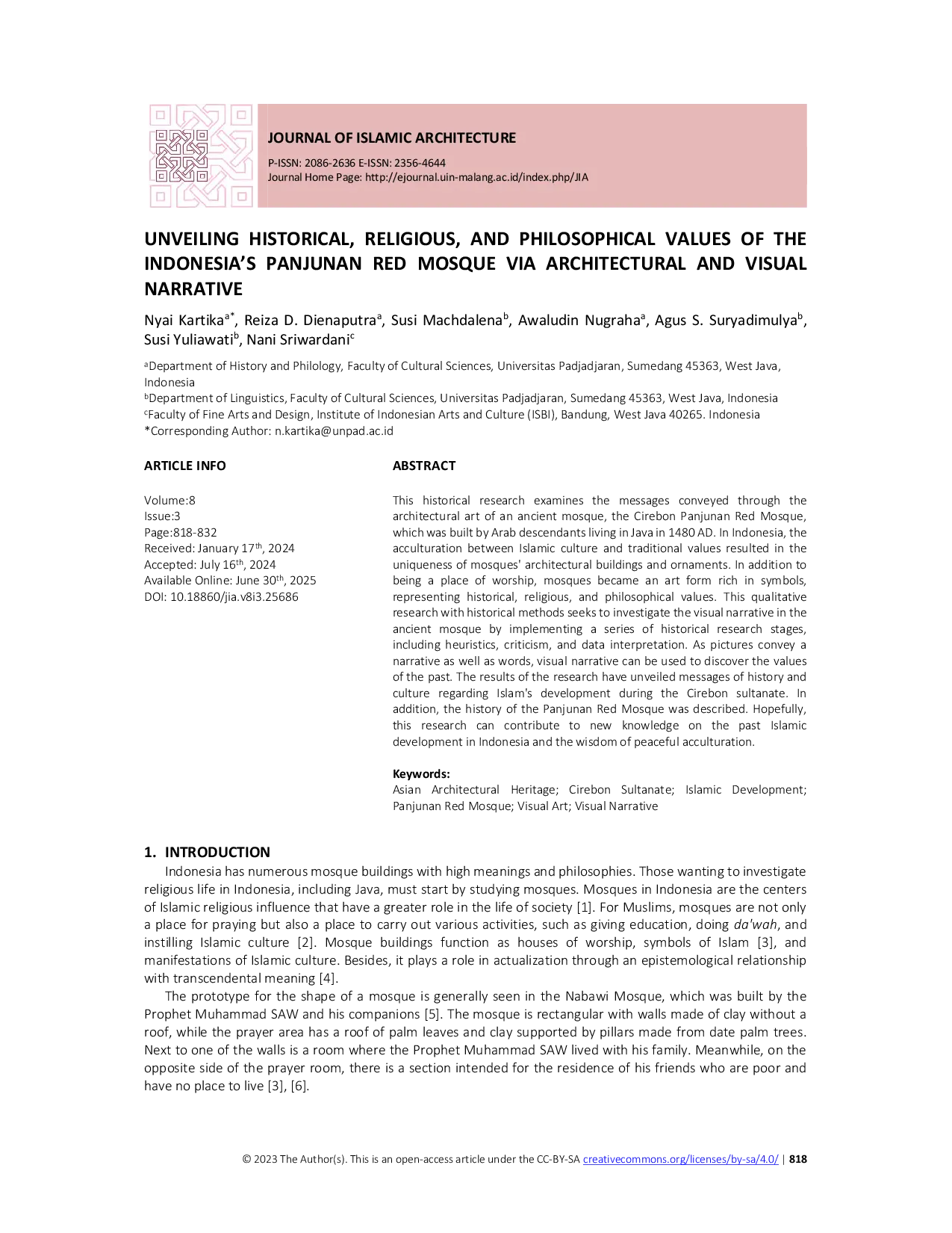 JURIS Unveiling Historical Religious And Philosophical Values of the Indonesia s Panjunan Red Mosque Via Architectural and Visual Narrative