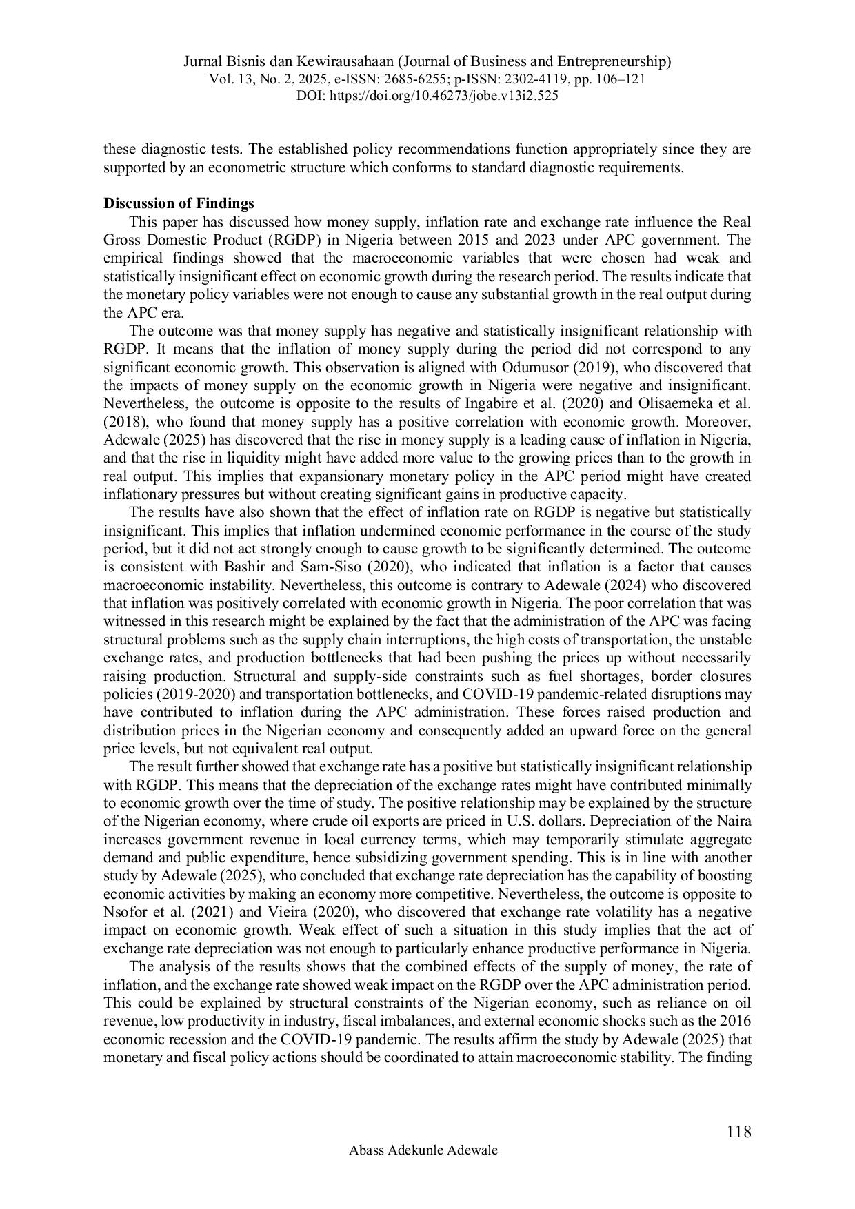JURIS What is the Impact of Money Supply Inflation and Exchange Rate on Economic Growth in Nigeria under APC Governance 2015 2023