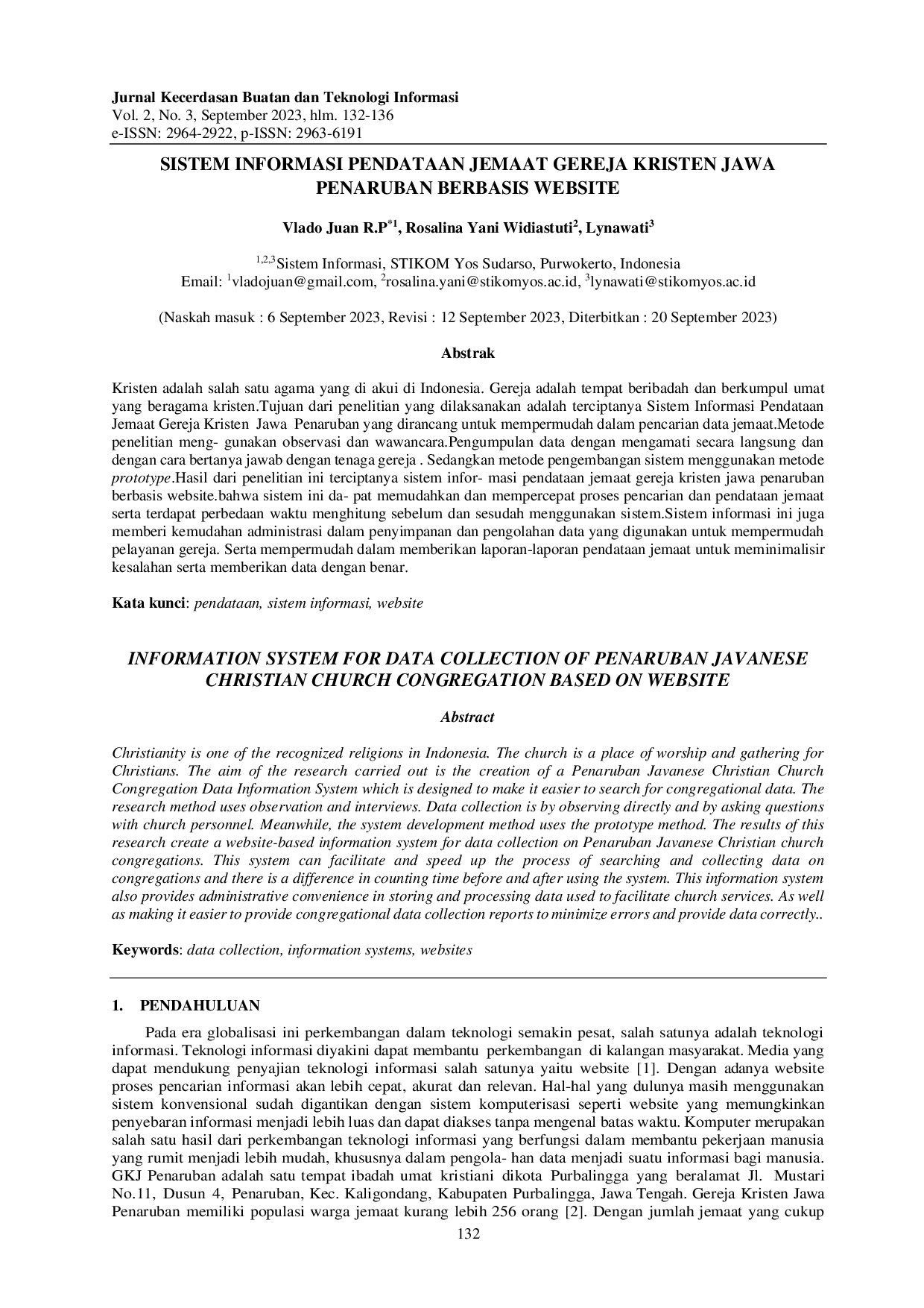 juris Sistem Informasi Pendataan Jemaat Gereja Kristen Jawa Penaruban Berbasis Website