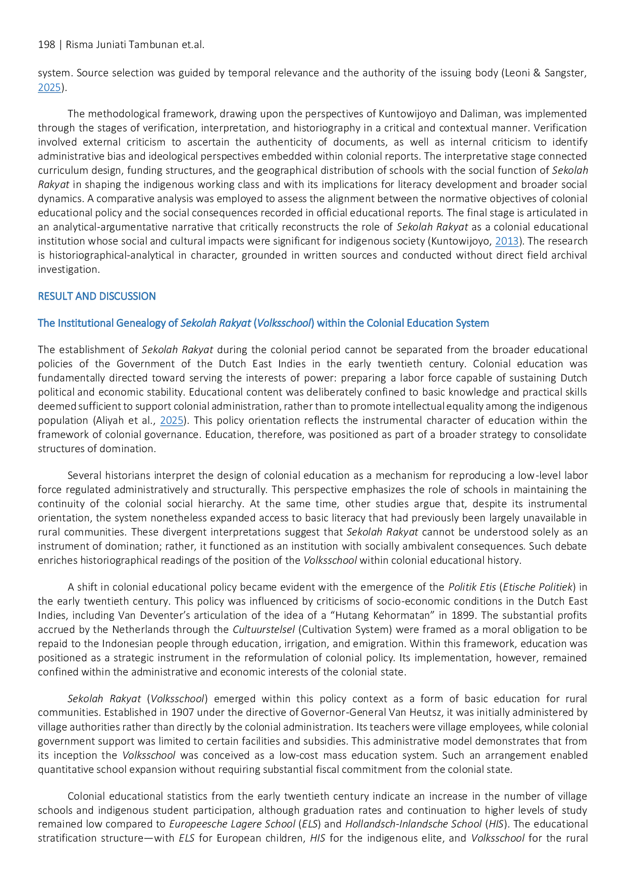 JURIS Sekolah Rakyat during the Colonial Period An Instrument of Colonial Control and a Space of Emancipation in the History of Indonesian Education