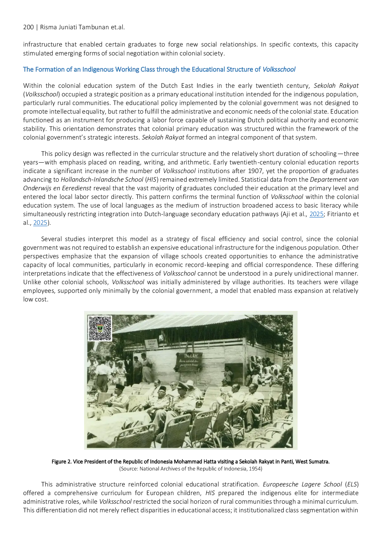 JURIS Sekolah Rakyat during the Colonial Period An Instrument of Colonial Control and a Space of Emancipation in the History of Indonesian Education