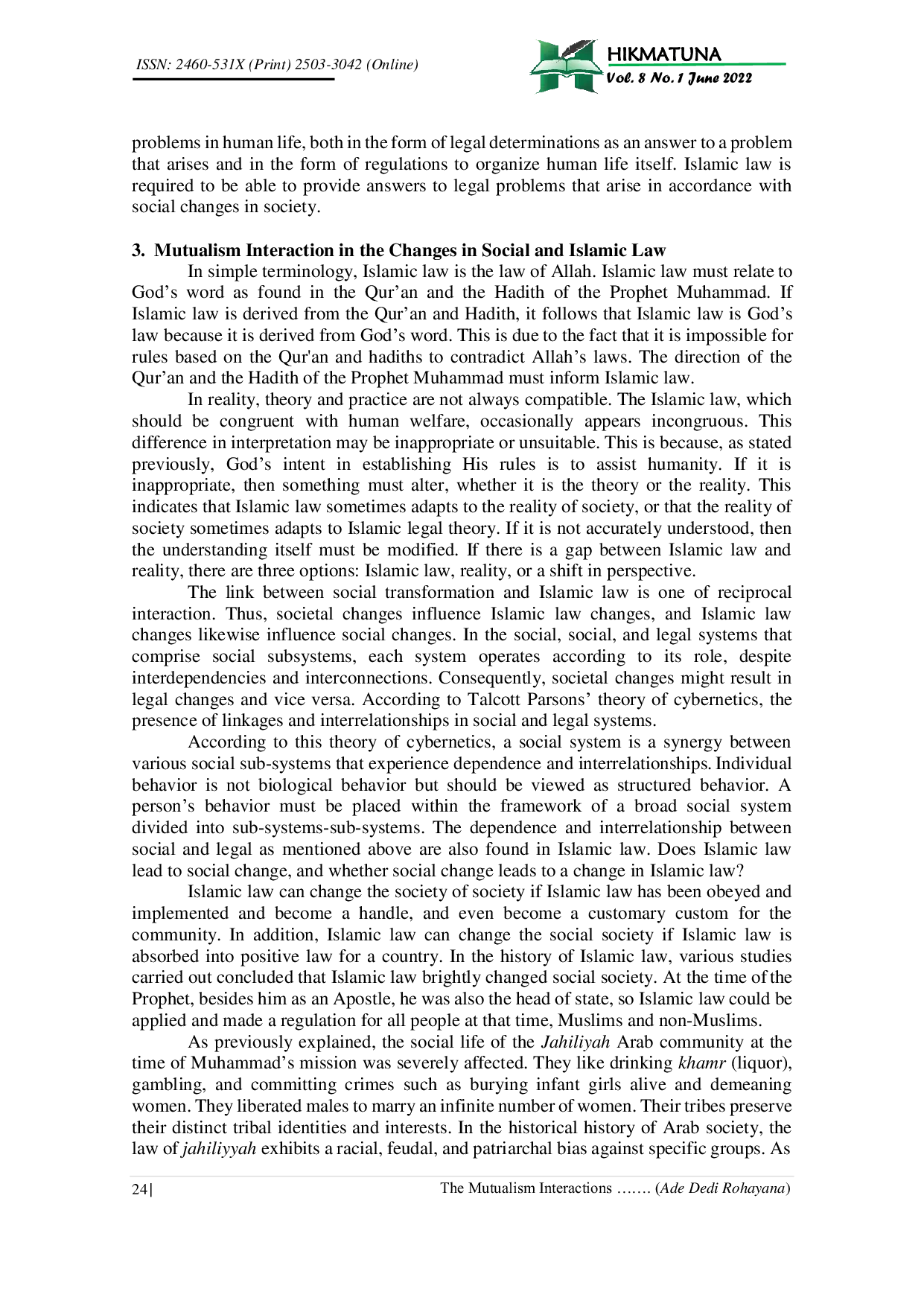 JURIS The Mutualism Interactions in the Changes of Social and Islamic Law