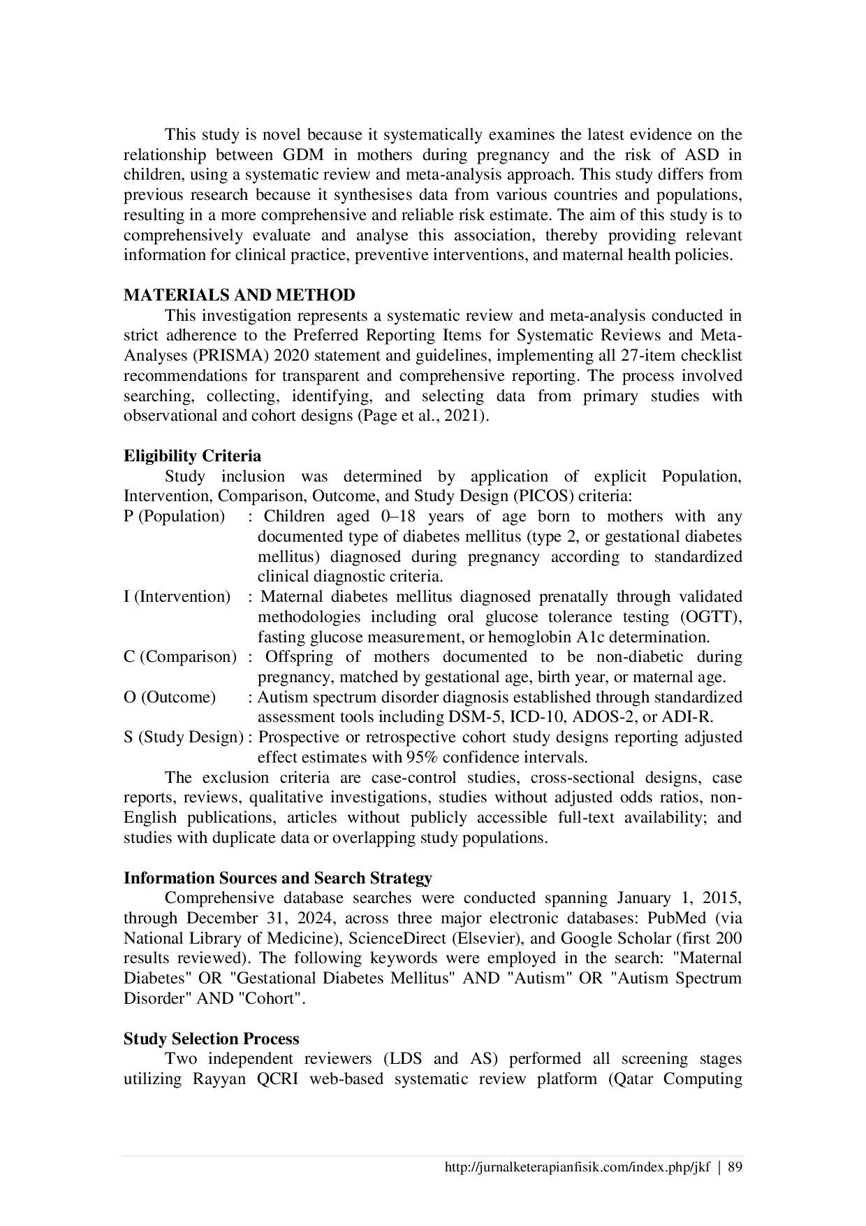 JURIS Gestational Diabetes Mellitus GDM and Autism Risk in Offspring A Systematic Review and Meta Analysis