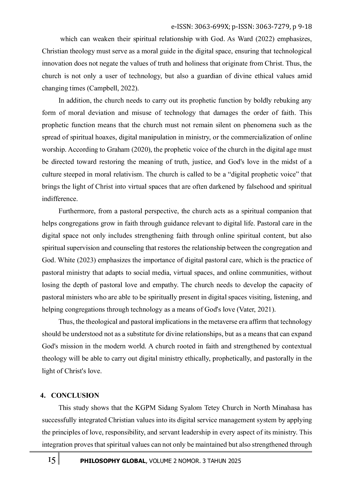 JURIS Integration of Christian Values in Digital Church Service Management A Contextual Study at KGPM Sidang Syalom Tetey North Minahasa in the Metaverse Era