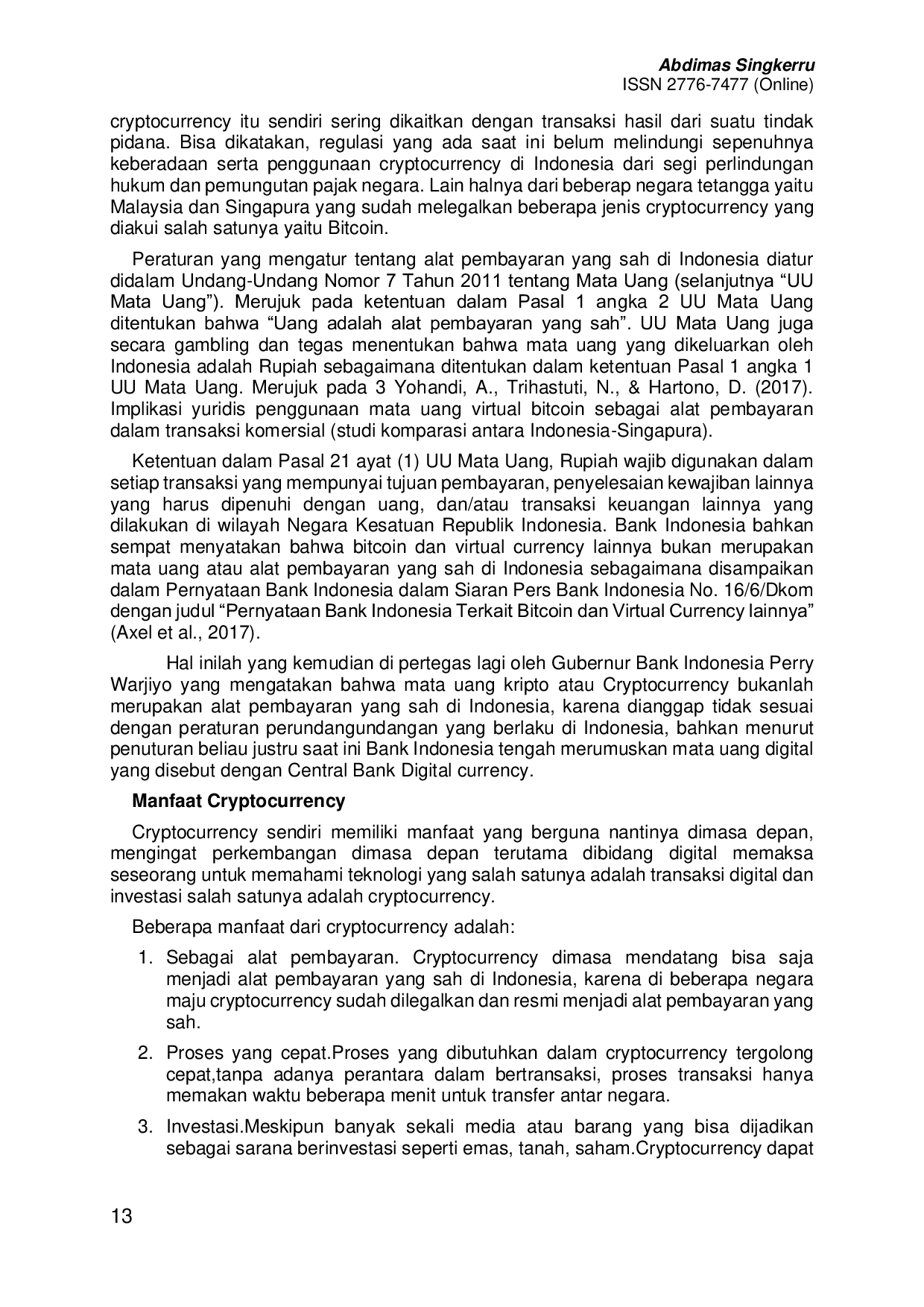 JURIS Peningkatan Pemahaman Hukum Investasi Mata Uang Kripto di Indonesia