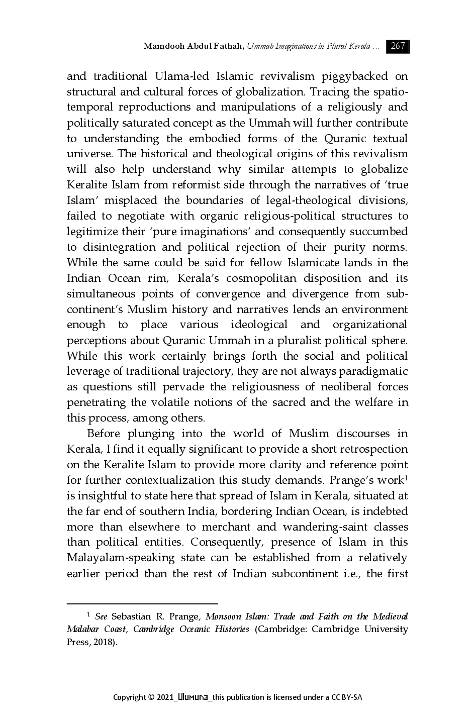 juris Ummah Imaginations in Plural Kerala Being International in the Traditional Way