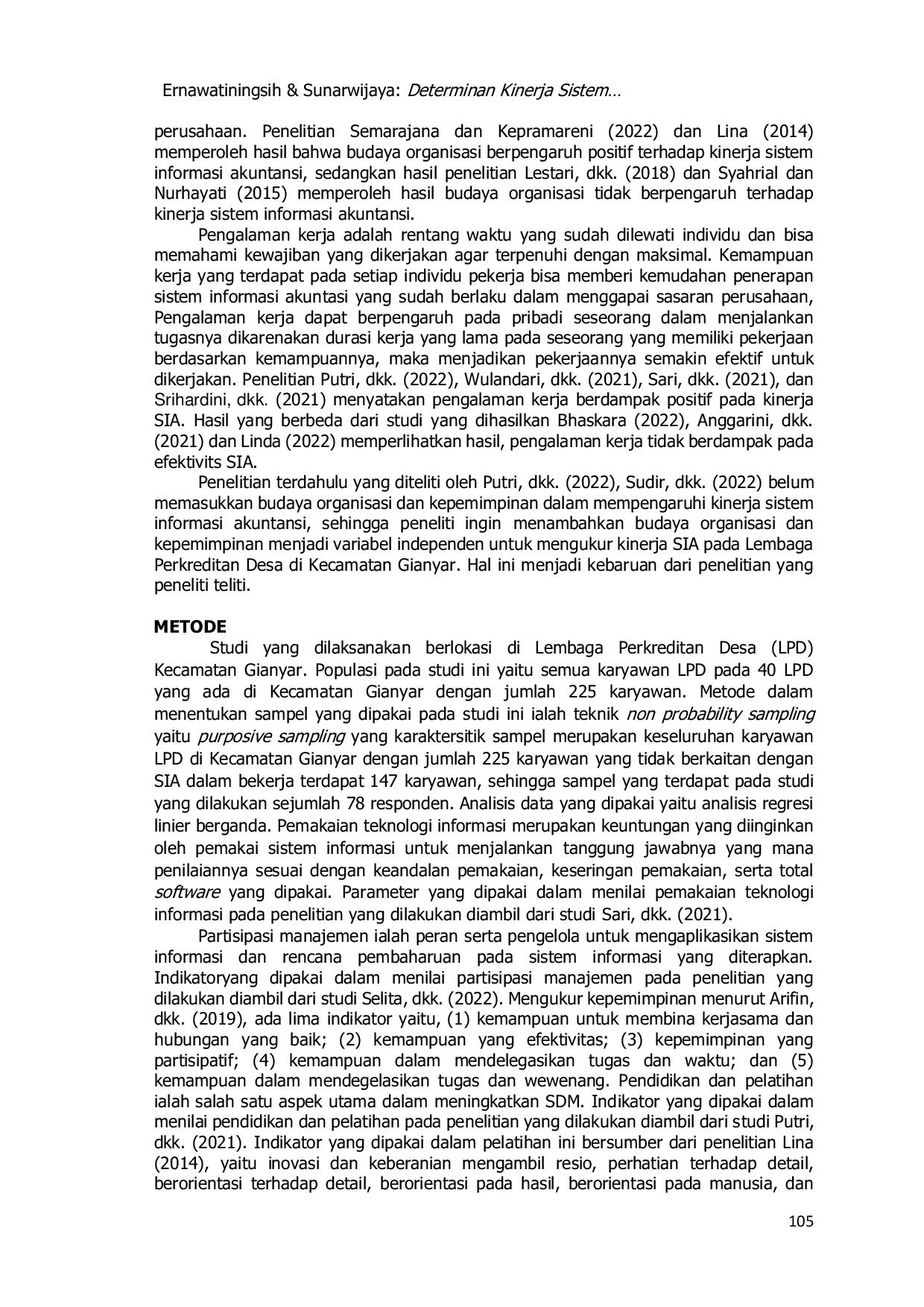 JURIS Determinan Kinerja Sistem Informasi Akuntansi di LPD Kecamatan Gianyar