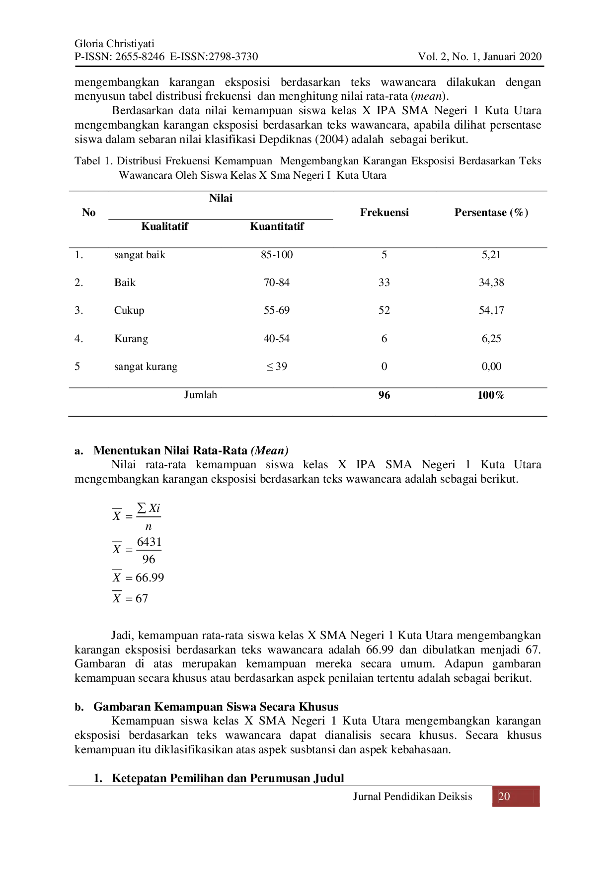 JURIS Kemampuan Mengembangkan Karangan Eksposisi Berdasarkan Teks Wawancara Siswa Kelas X SMA Negeri 1 Kuta Utara Tahun Pelajaran 2014 2015