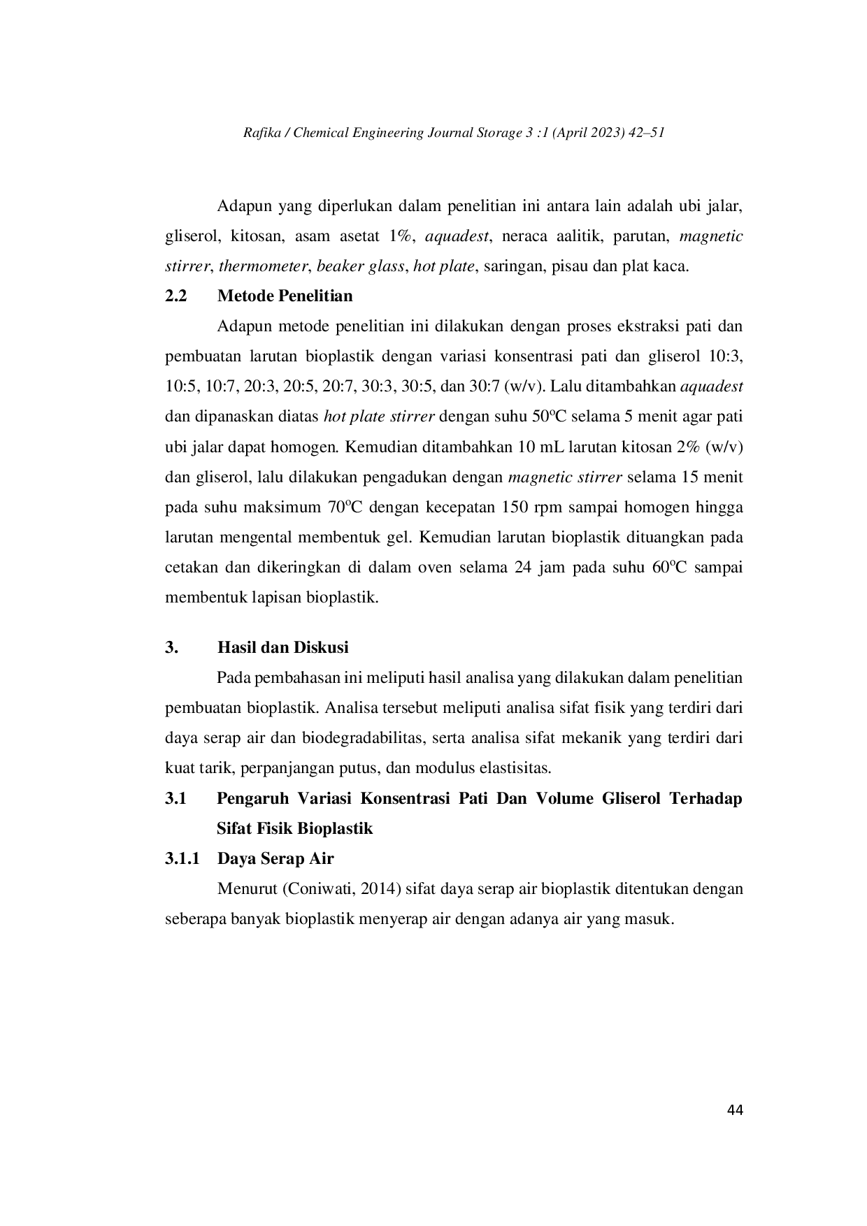 JURIS Sintesis Plastik Biodegradable Dari Pati Ubi Jalar Dengan Variasi Penambahan Plasticizer Gliserol