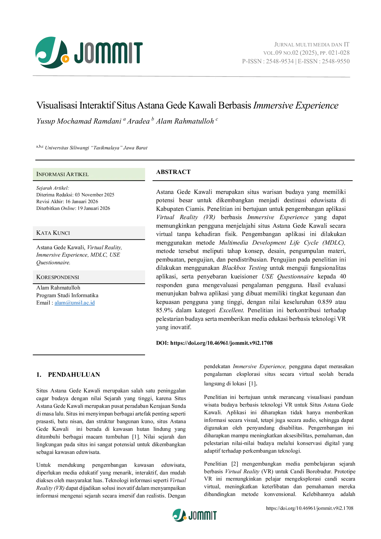 JURIS Visualisasi Interaktif Situs Astana Gede Kawali Berbasis Immersive Experience