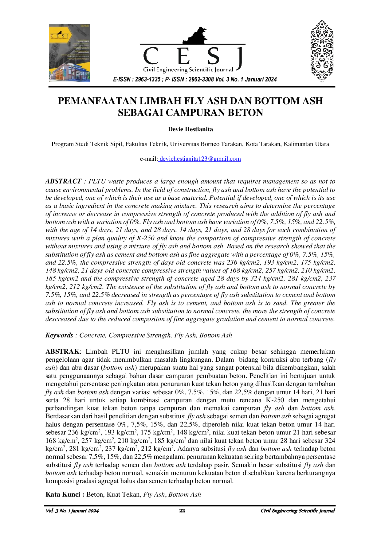 JURIS Pemanfaatan Limbah Fly Ash Dan Bottom Ash Sebagai Campuran Beton
