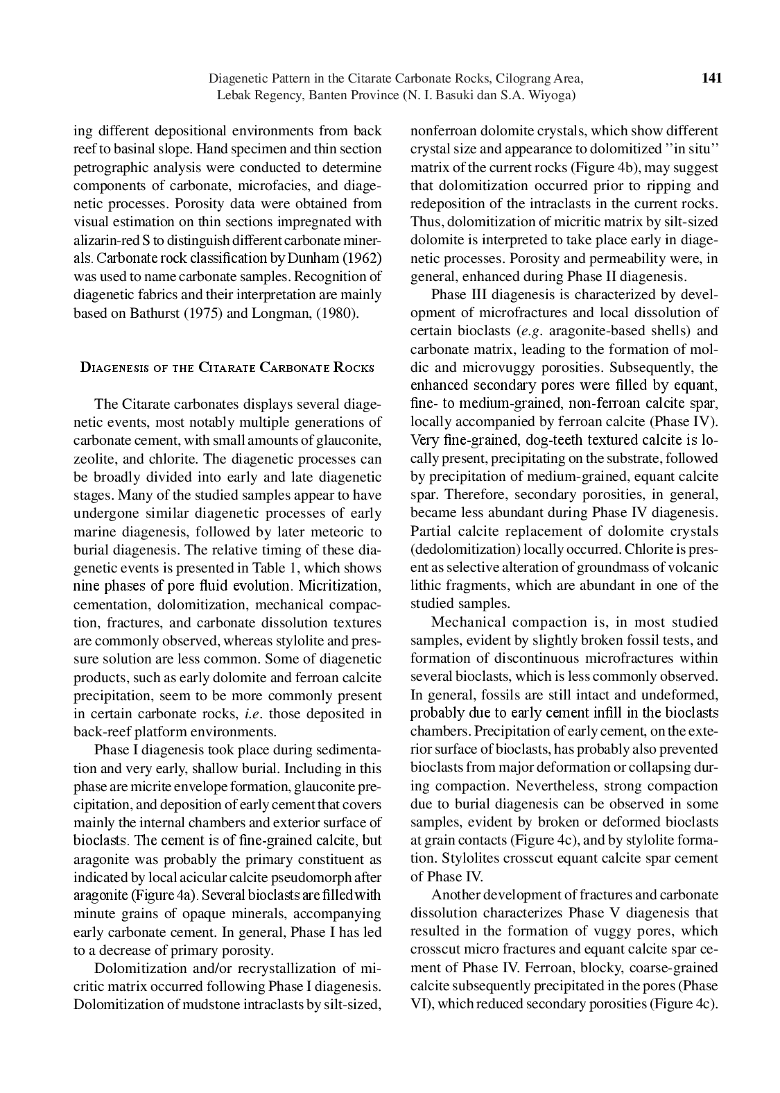 juris Diagenetic Pattern in the Citarate Carbonate Rocks Cilograng Area Lebak Regency Banten Province