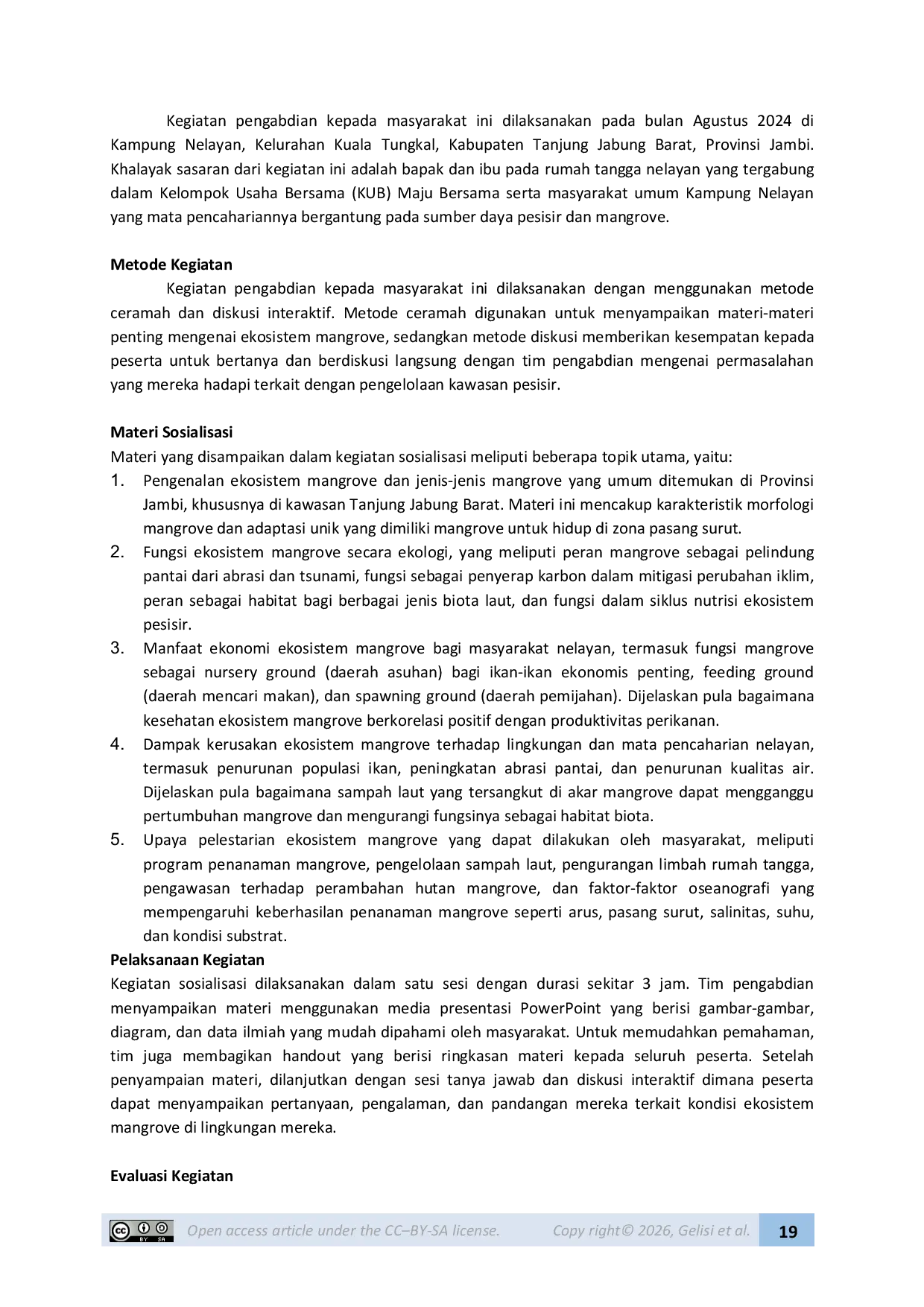 JURIS Sosialisasi Pentingnya Menjaga Kawasan Pesisir Ekosistem Mangrove di Kampung Nelayan Tanjung Jabung Barat