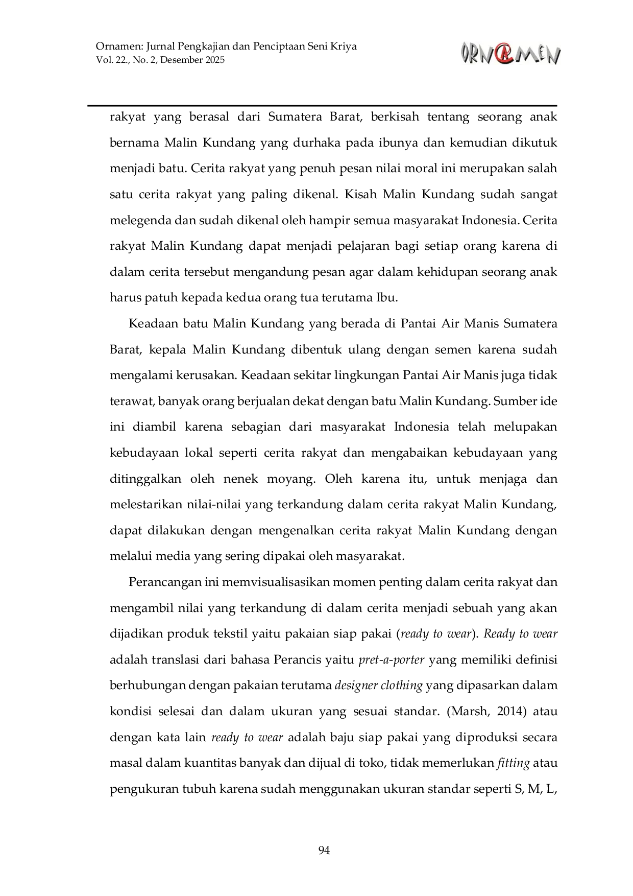 JURIS Cerita Malin Kundang Untuk Busana Ready to Wear