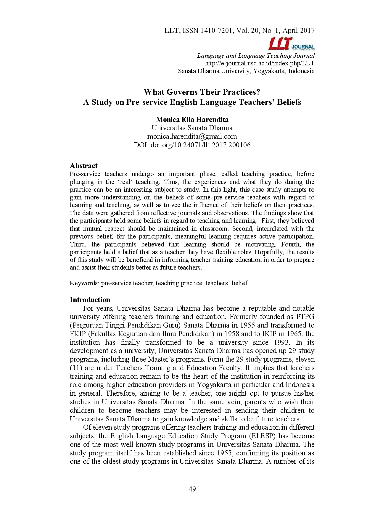 juris What Governs Their Practices A Study on Pre service English Language Teachers Beliefs