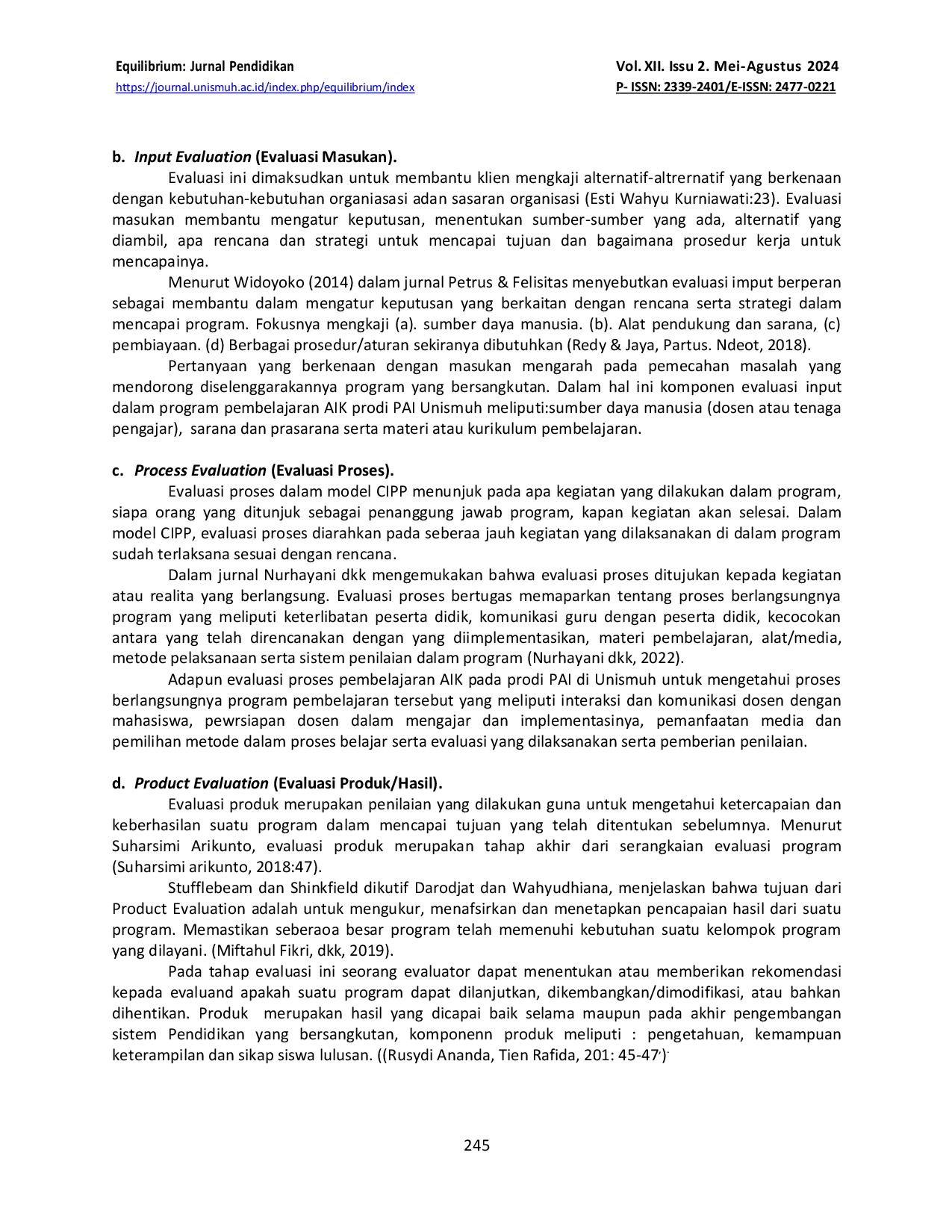 JURIS Evaluasi Program Pembelajaran Al Islam Kemuhammadiyahan Model CIPP di Prodi PAI Unismuh Makassar