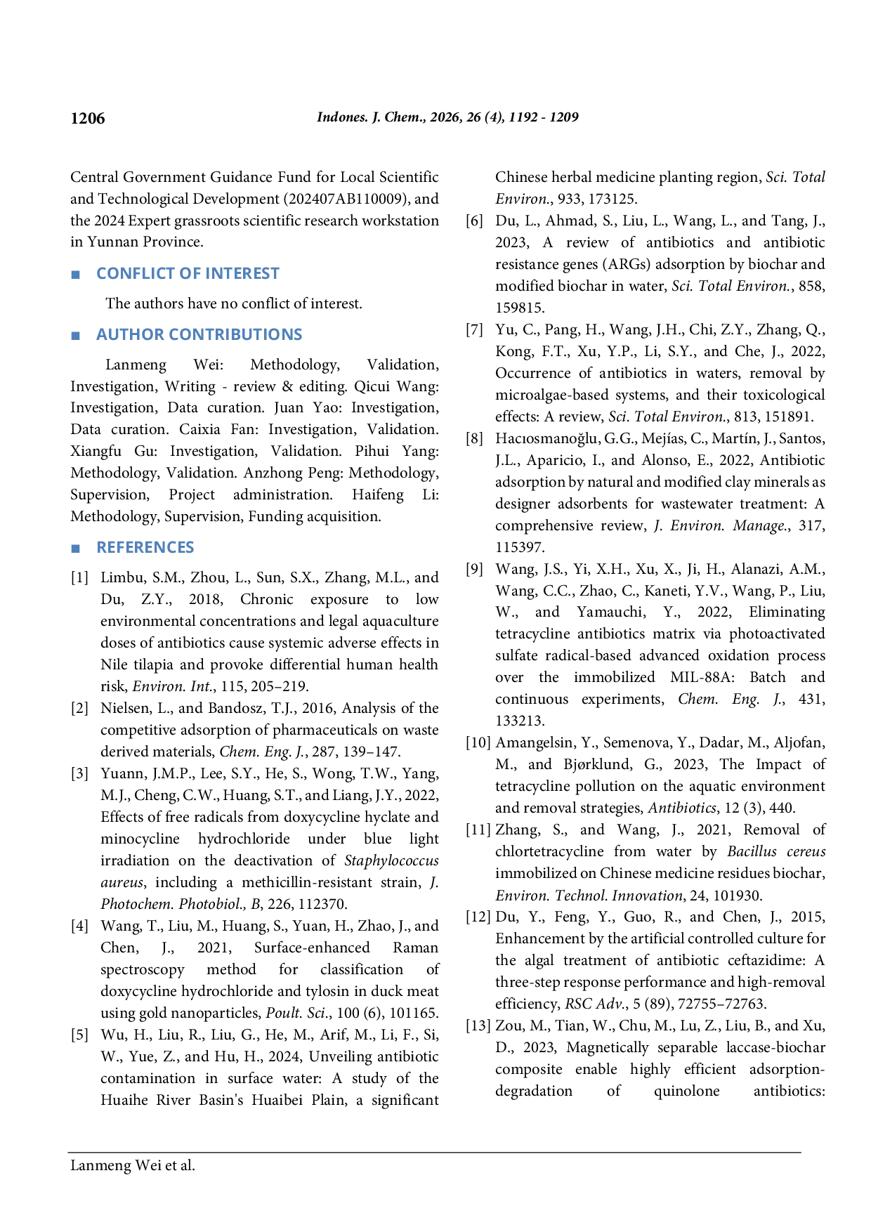 JURIS Two Step Pyrolysis Derived N Doped Porous Carbon for Highly Efficient Adsorption of Doxycycline Hydrochloride