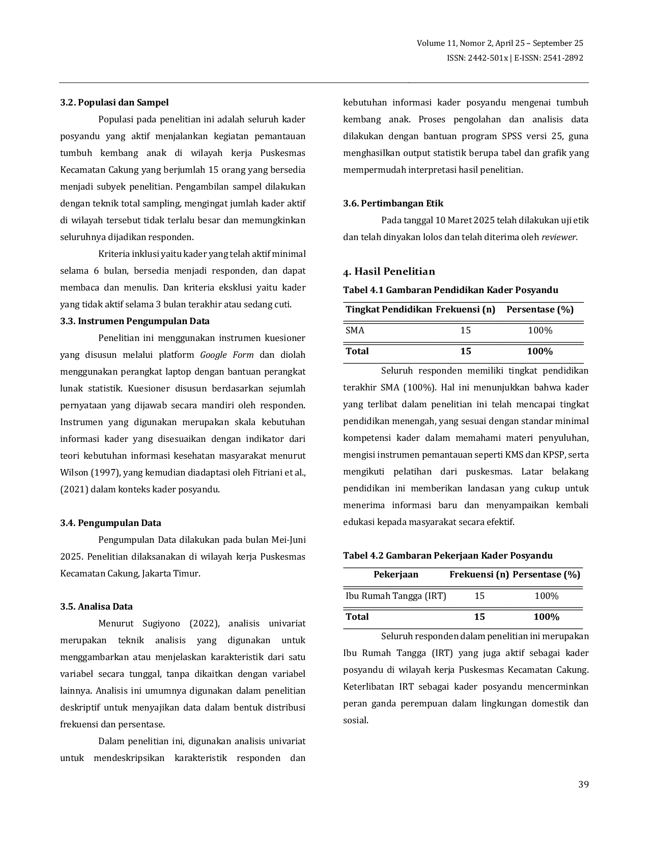 JURIS Cerdas Pantau Tumbuh Kembang Anak Identifikasi Kebutuhan Informasi Kader Di Cakung