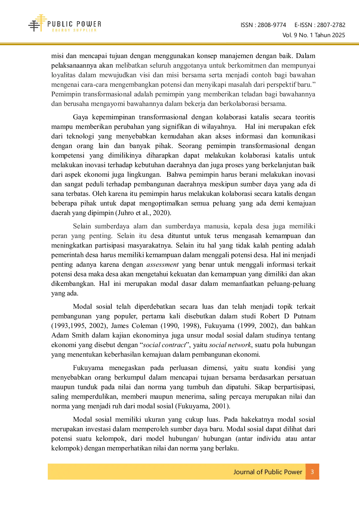 JURIS Modal Kepemimpinan Transformasi Dalam Inovasi Pembangunan Agro Wisata Sumber Celeng Bulurejo Diwek Jombang