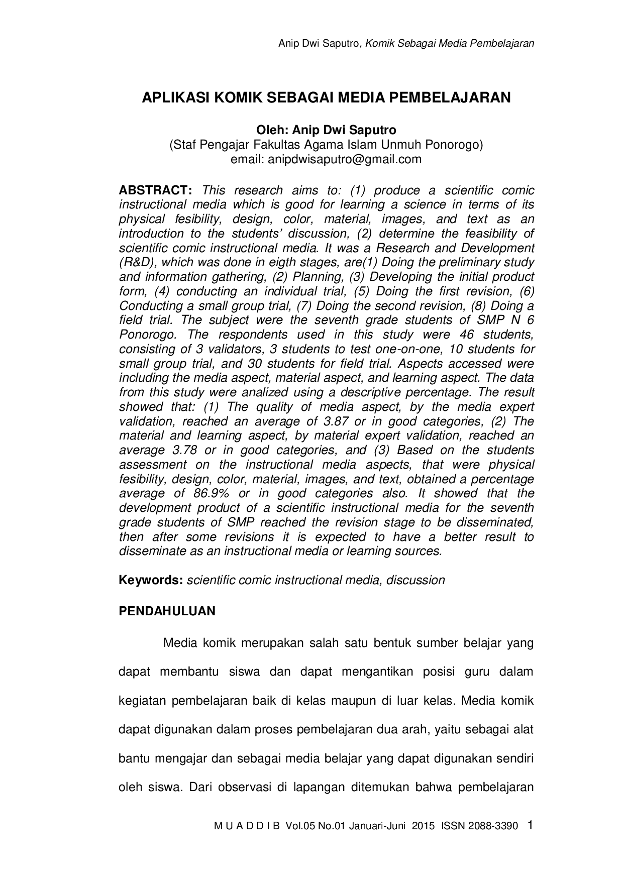 JURIS Aplikasi Komik Sebagai Media Pembelajaran