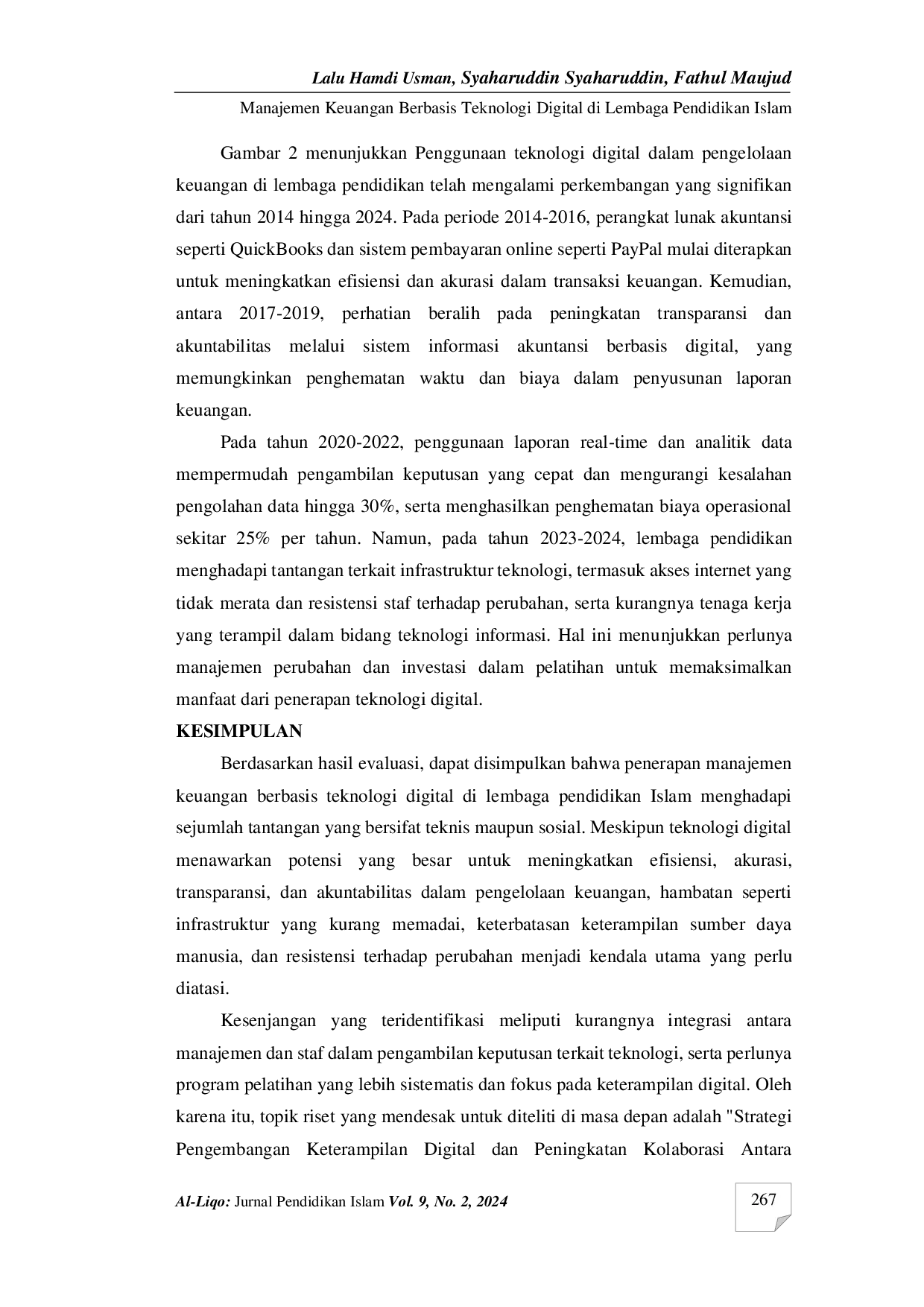 JURIS Manajemen keuangan berbasis teknologi digital di lembaga pendidikan Islam