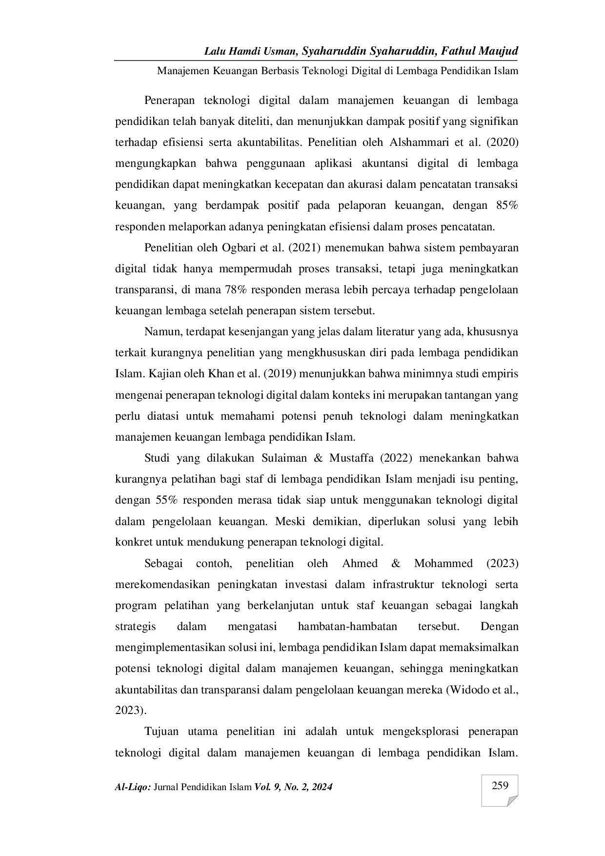 JURIS Manajemen keuangan berbasis teknologi digital di lembaga pendidikan Islam