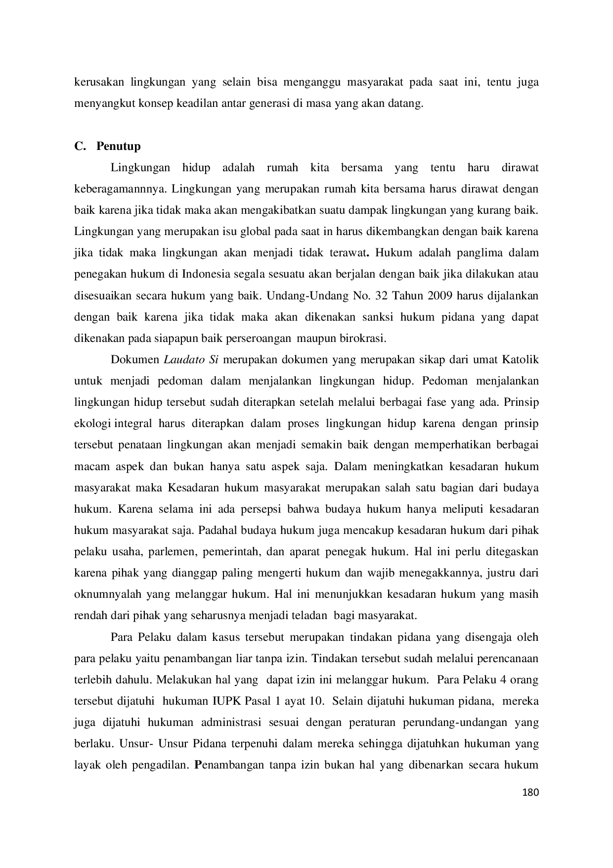 juris Analisis Putusan Tindak Pidana Lingkungan Hidup Dikaitkan Dengan Prinsip Ekologi Integral Dalam Dokumen Laudato Si Studi Kasus Putusan Nomor 162 Pid B 2013 Pn Mab