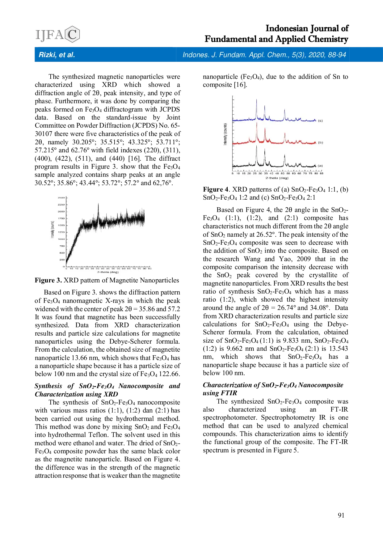JURIS Synthesis Characterization and Antibacterial Activities of SnO2 Fe3O4 Nanocomposites