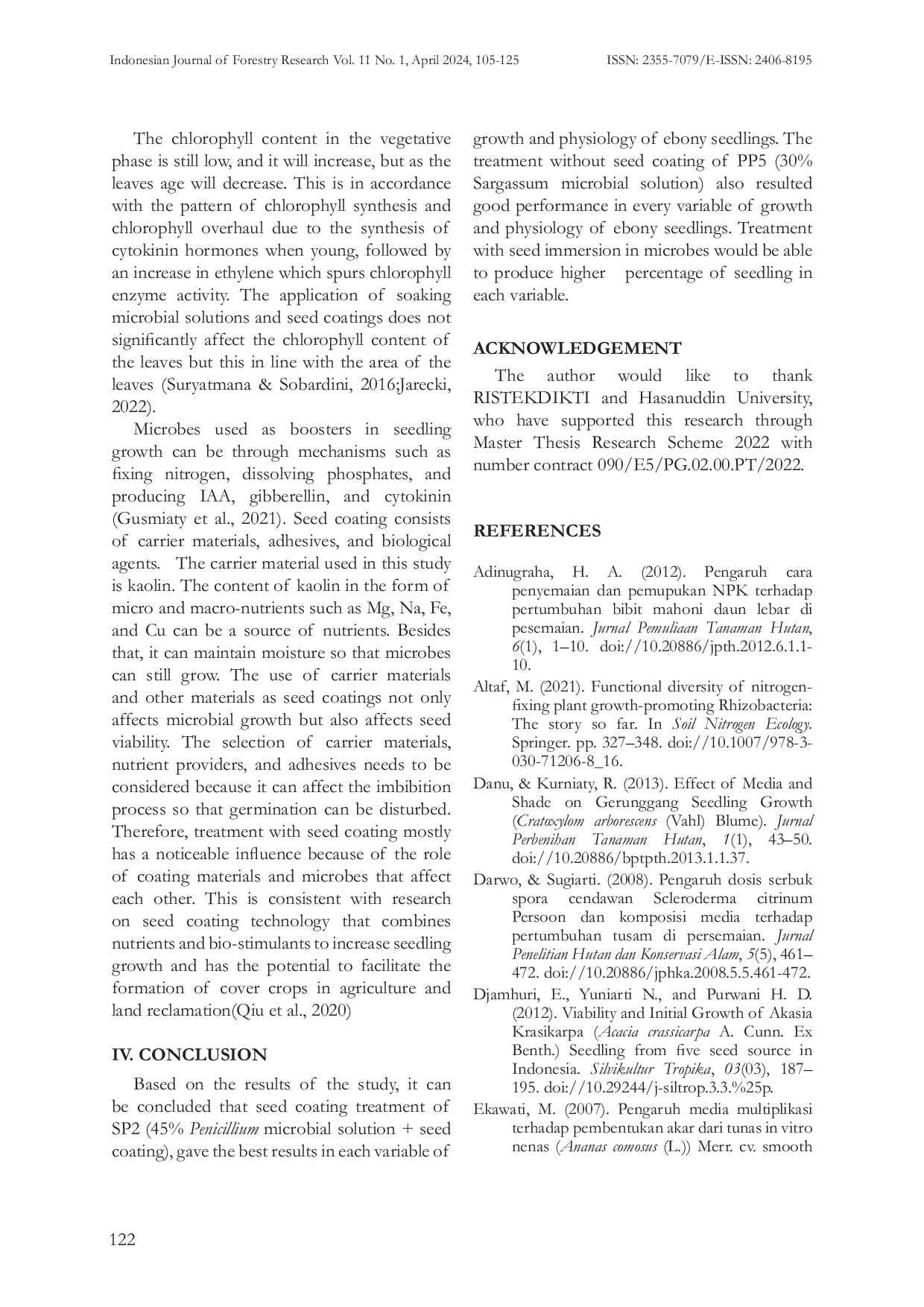 JURIS PHYSIOLOGICAL ACTIVITY ANALYSIS AND GROWTH OF EBONY SEEDLINGS Diospyros celebica Bakh TREATED BY VARIOUS BIOFERTILIZER COMBINATIONS